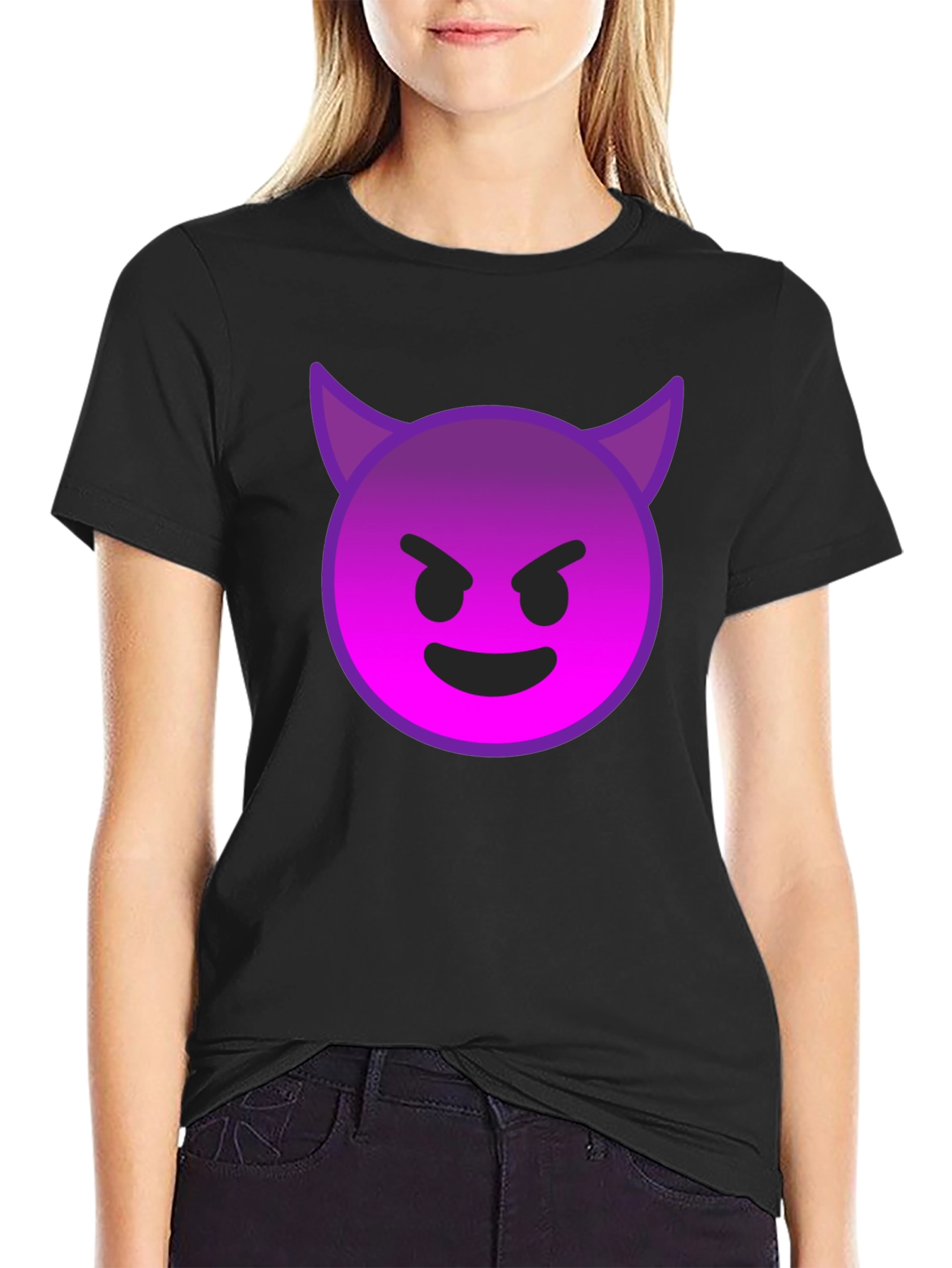 Devil Emoji Graphic Tee - Black