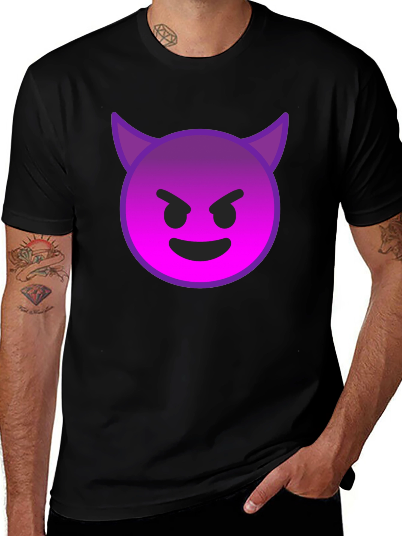 Devil Emoji Graphic Tee - Black