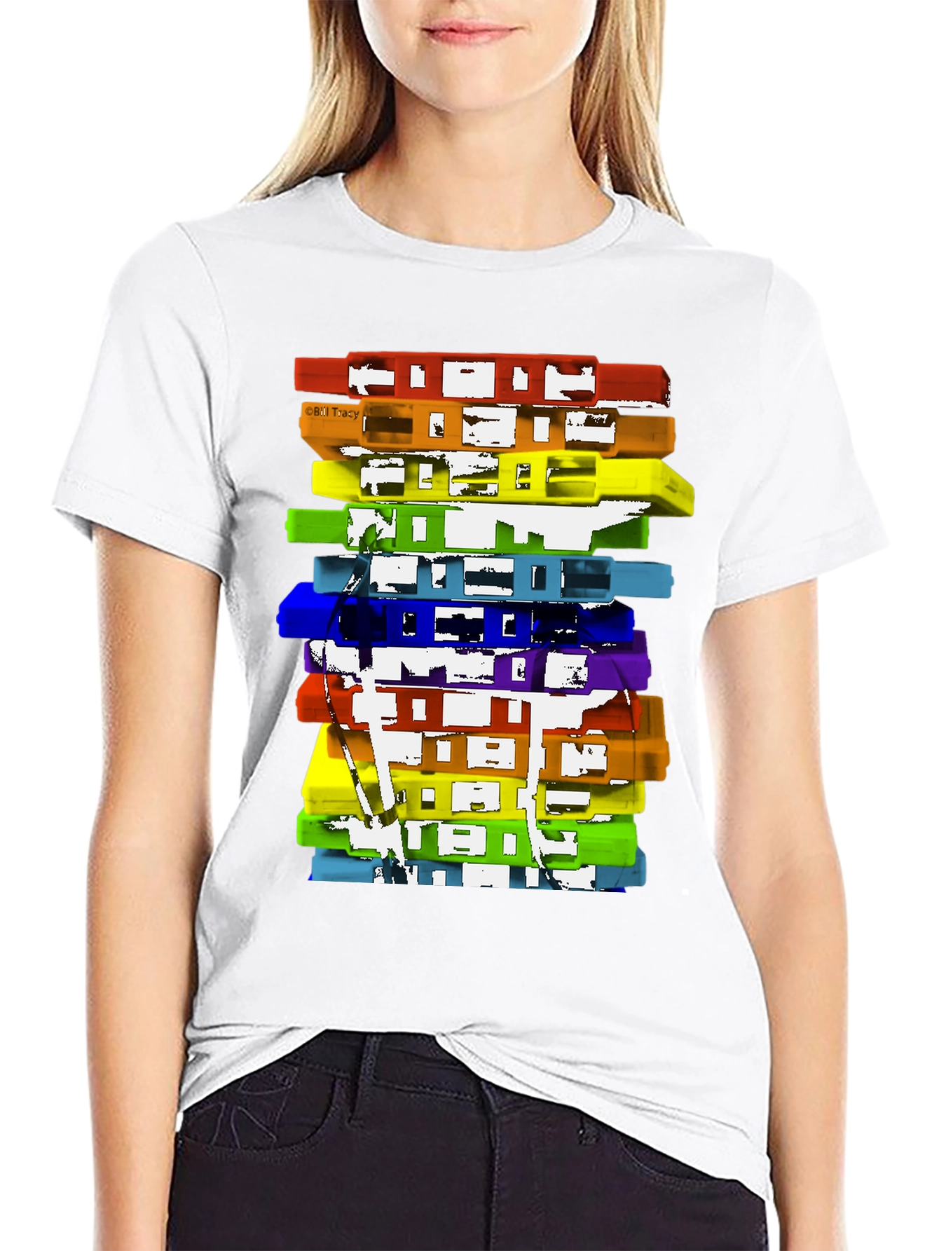 Retro Cassette Stack Black T-Shirt