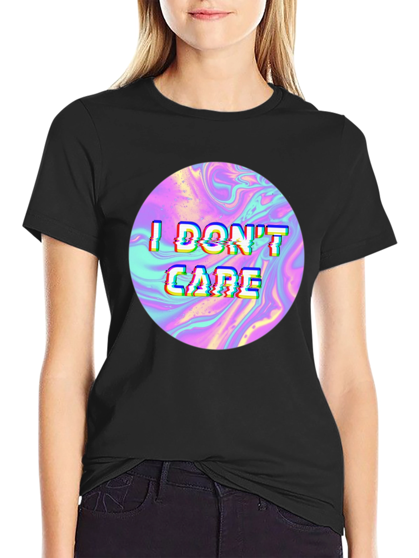 I Dont Care Holographic T-Shirt