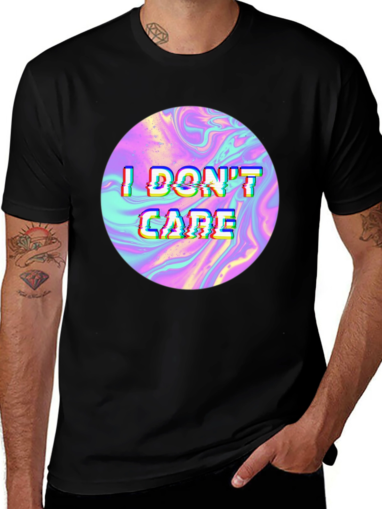 I Dont Care Holographic T-Shirt