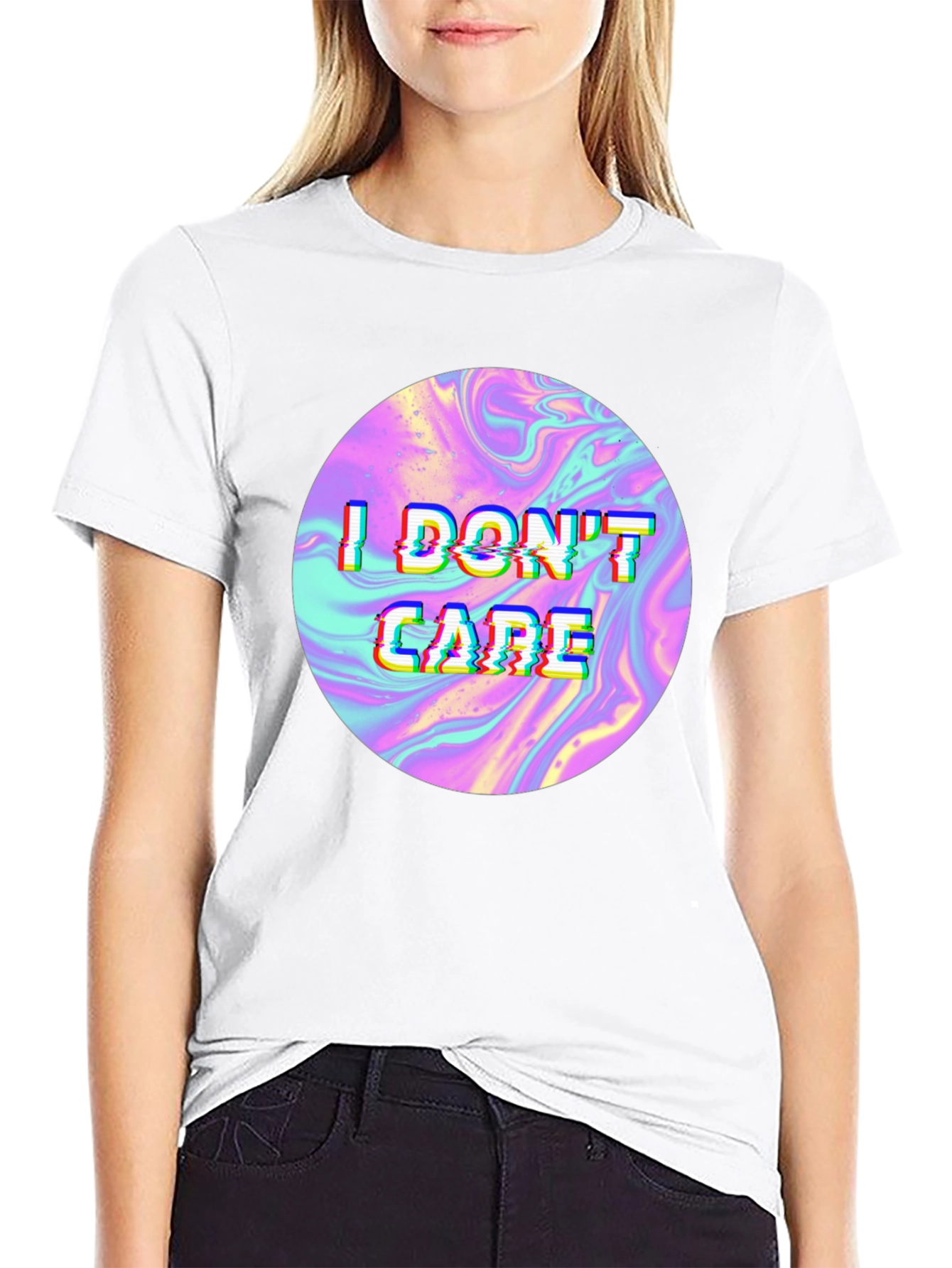 I Dont Care Holographic T-Shirt