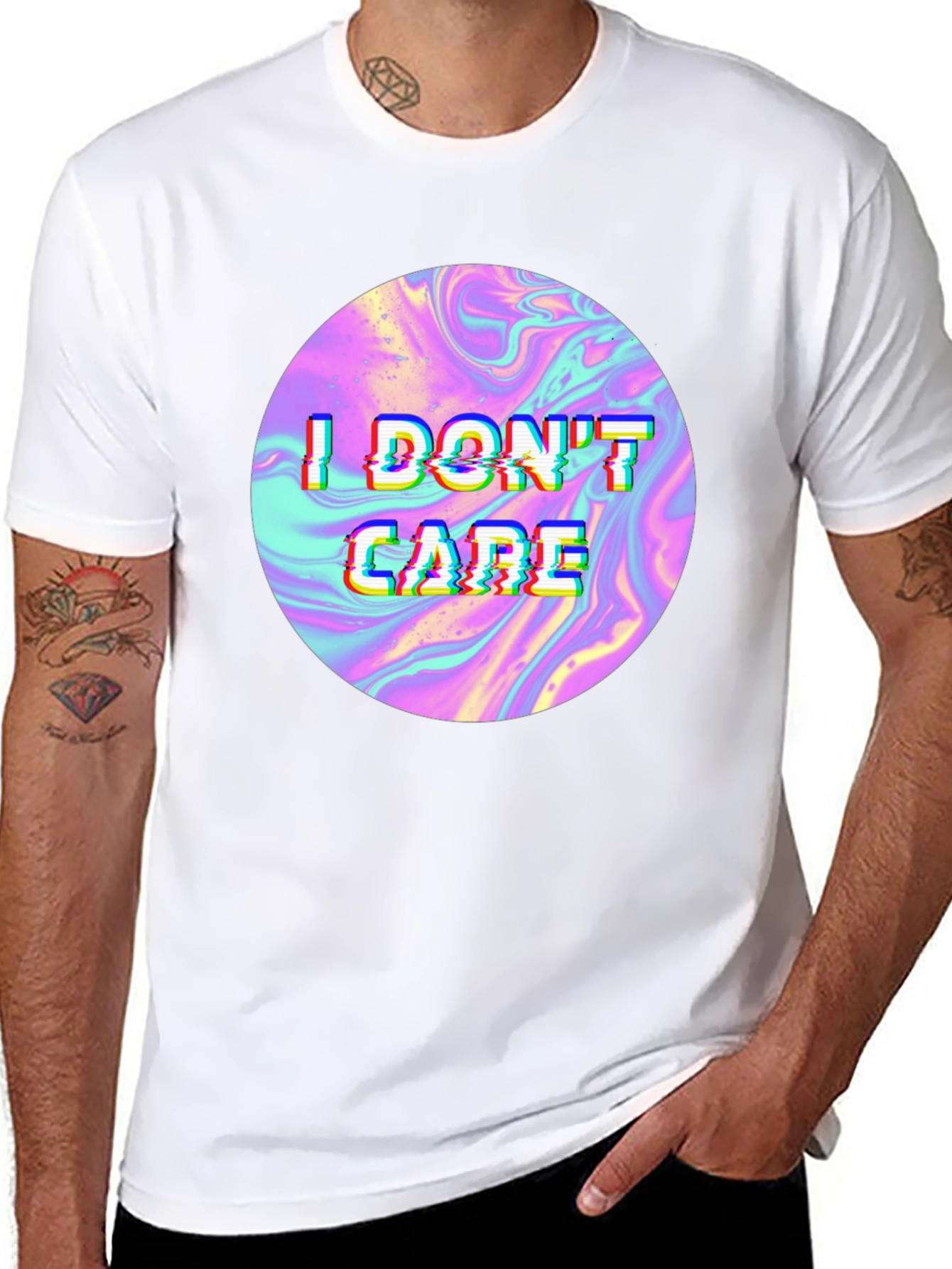 I Dont Care Holographic T-Shirt