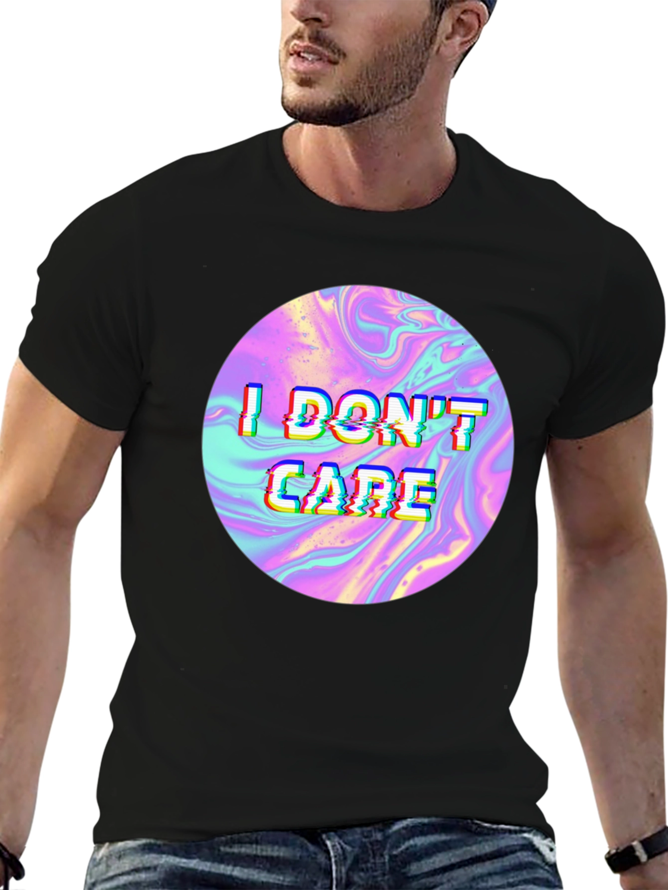 I Dont Care Holographic T-Shirt