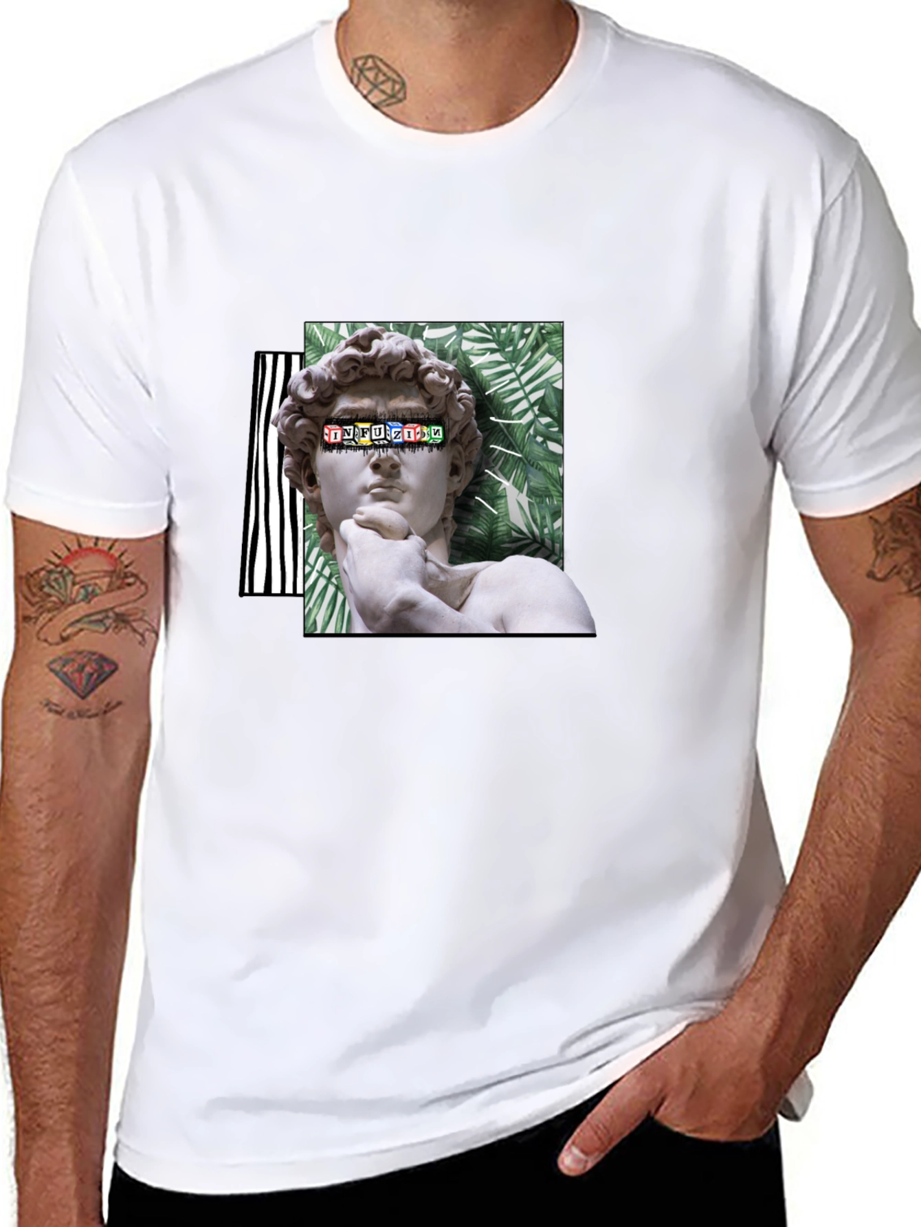 David Statue Graphic Print Black T-Shirt