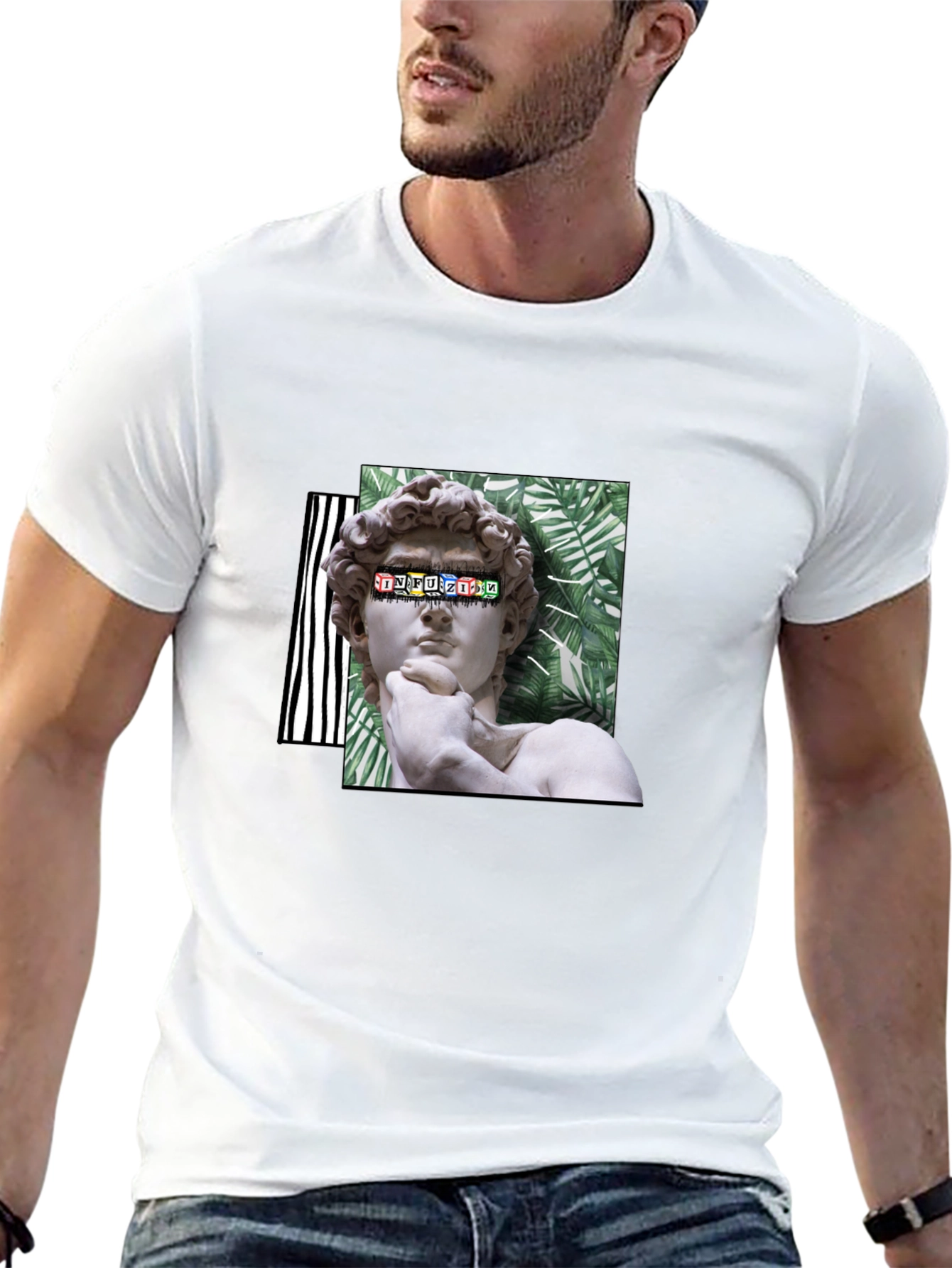 David Statue Graphic Print Black T-Shirt