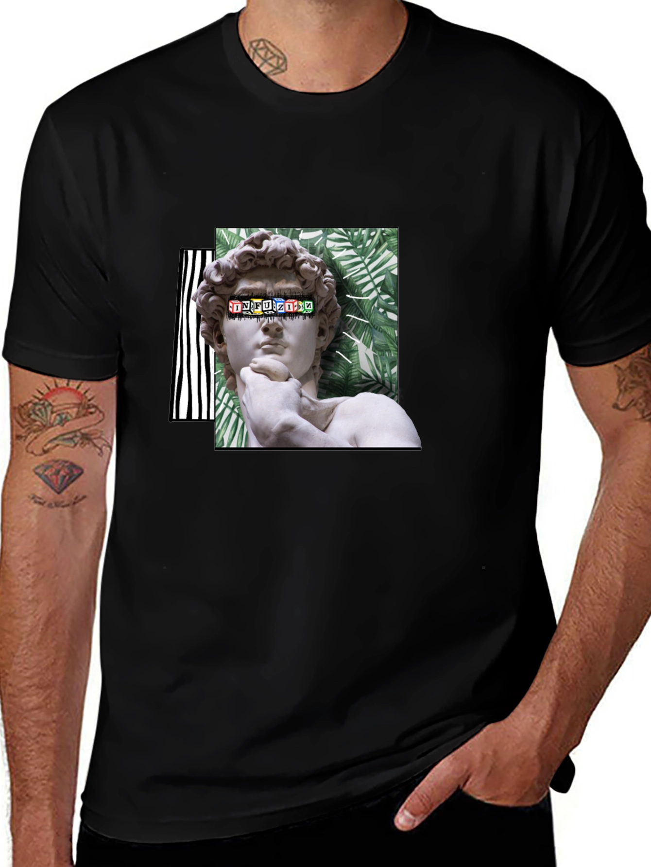 David Statue Graphic Print Black T-Shirt