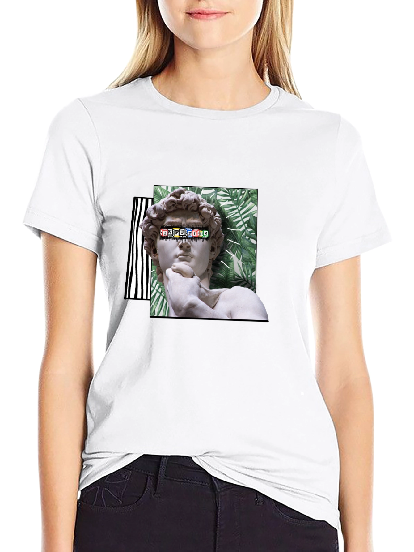David Statue Graphic Print Black T-Shirt