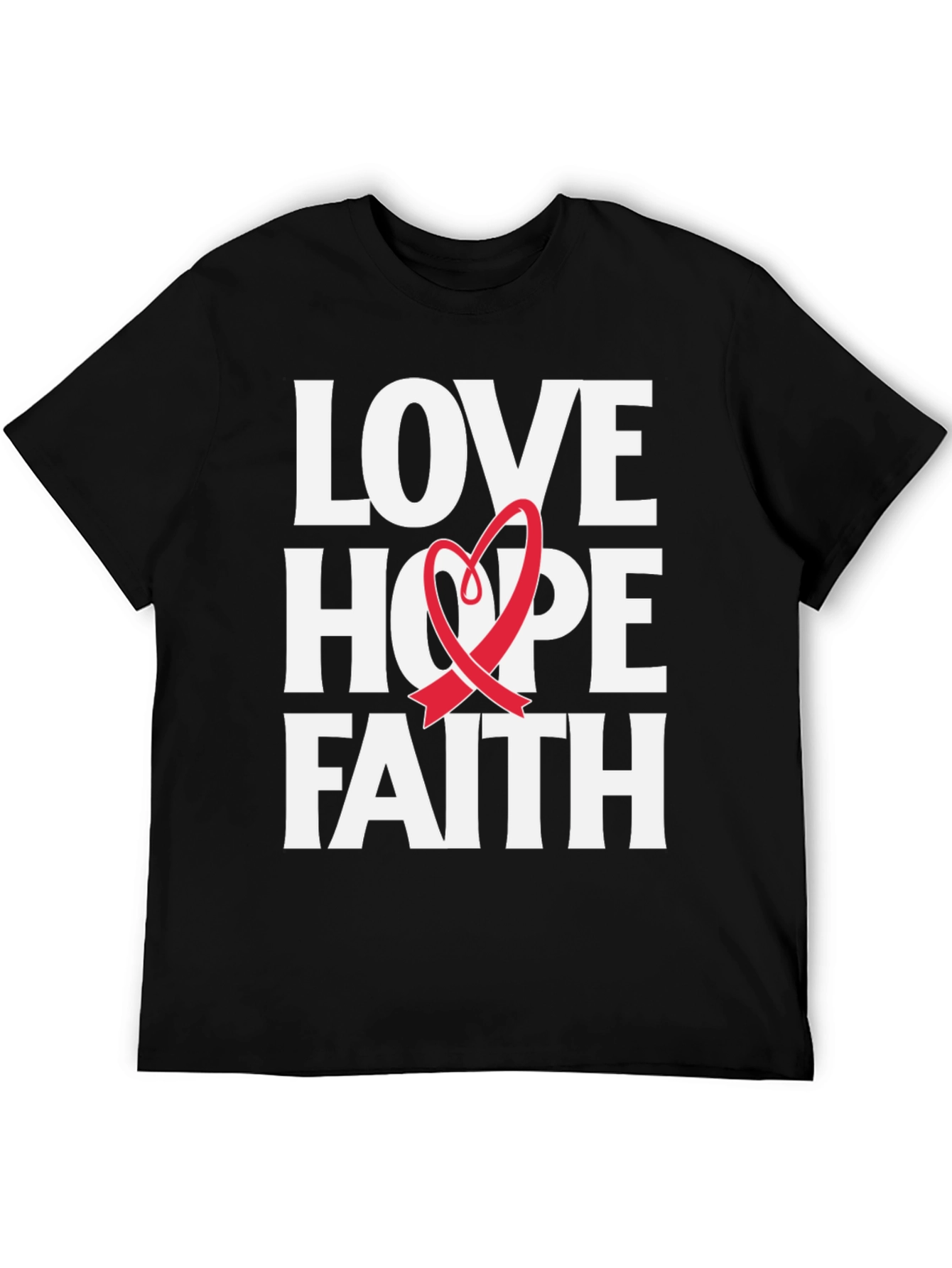 Love Hope Faith Ribbon Graphic T-Shirt