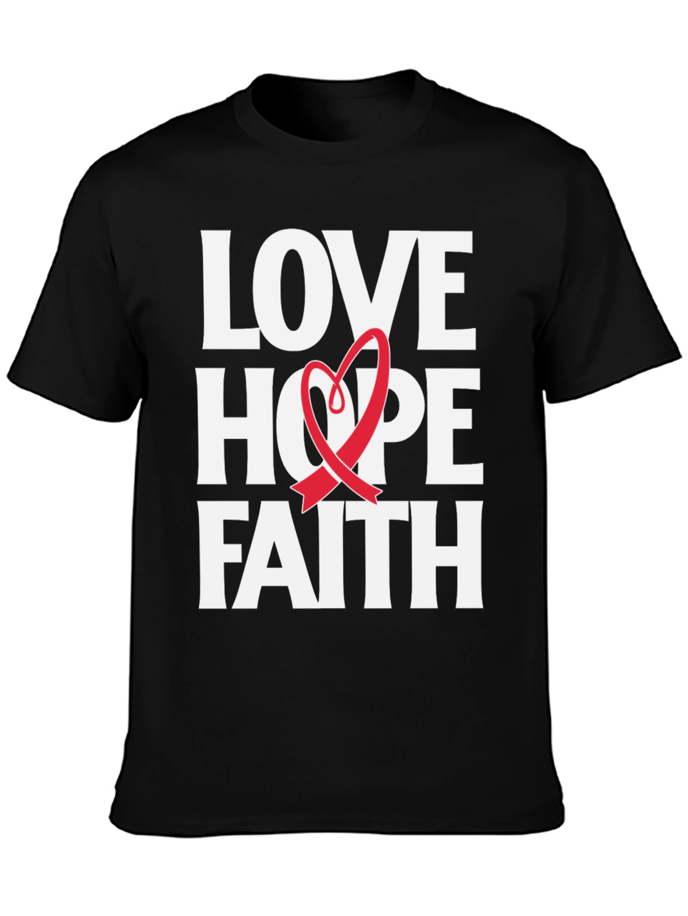Love Hope Faith Ribbon Graphic T-Shirt