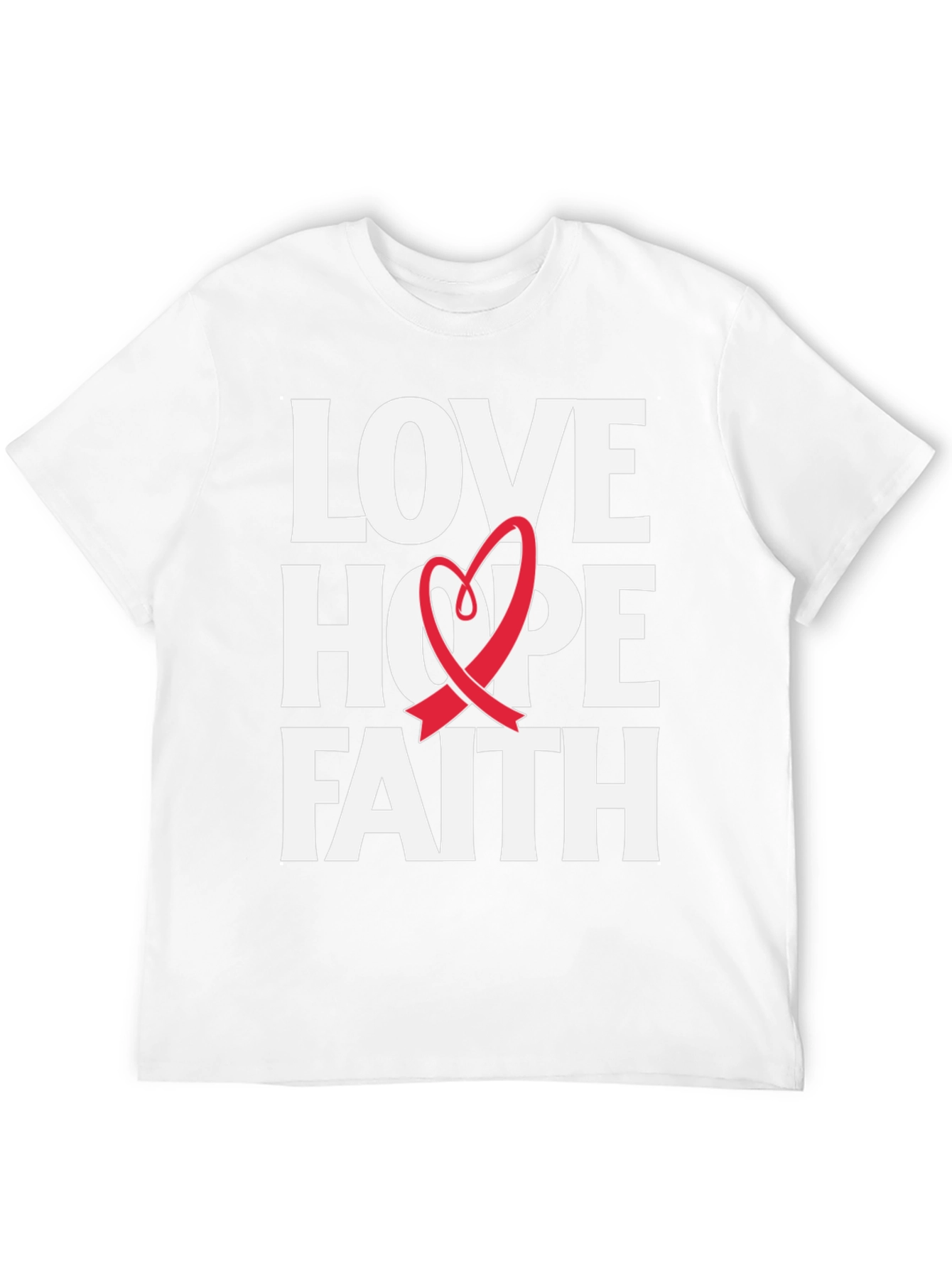 Love Hope Faith Ribbon Graphic T-Shirt