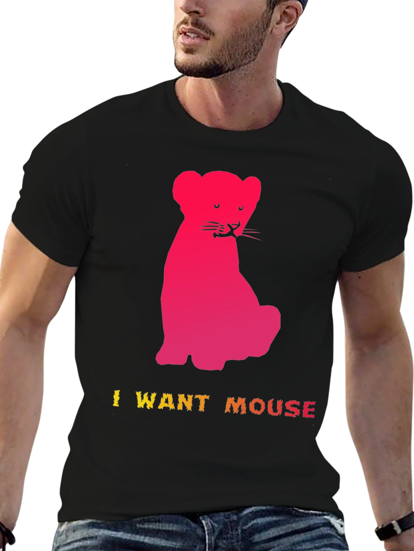 I Want Mouse Graphic Tee - Fun Kitten Design