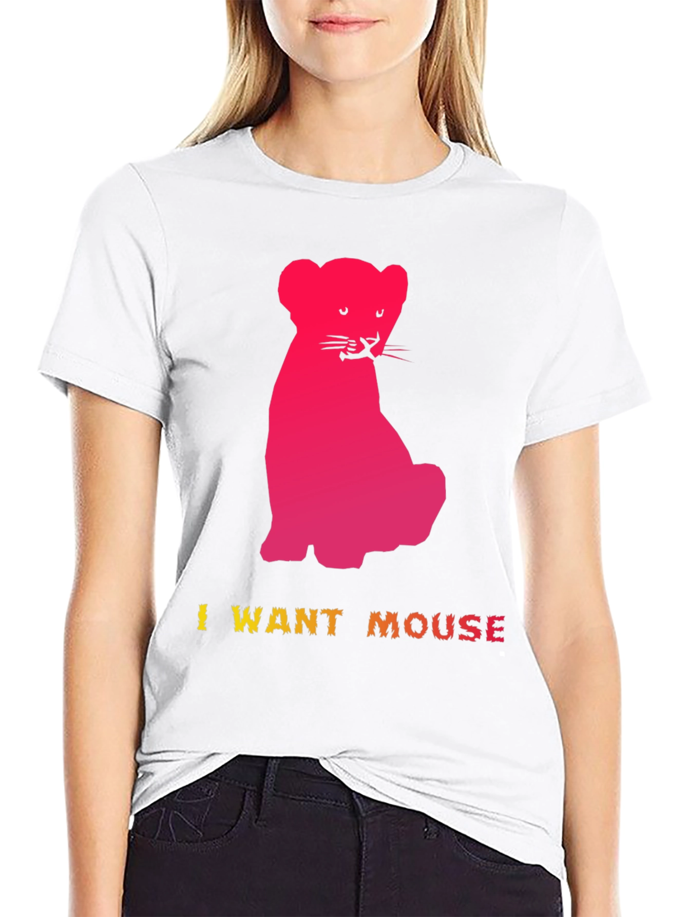 I Want Mouse Graphic Tee - Fun Kitten Design