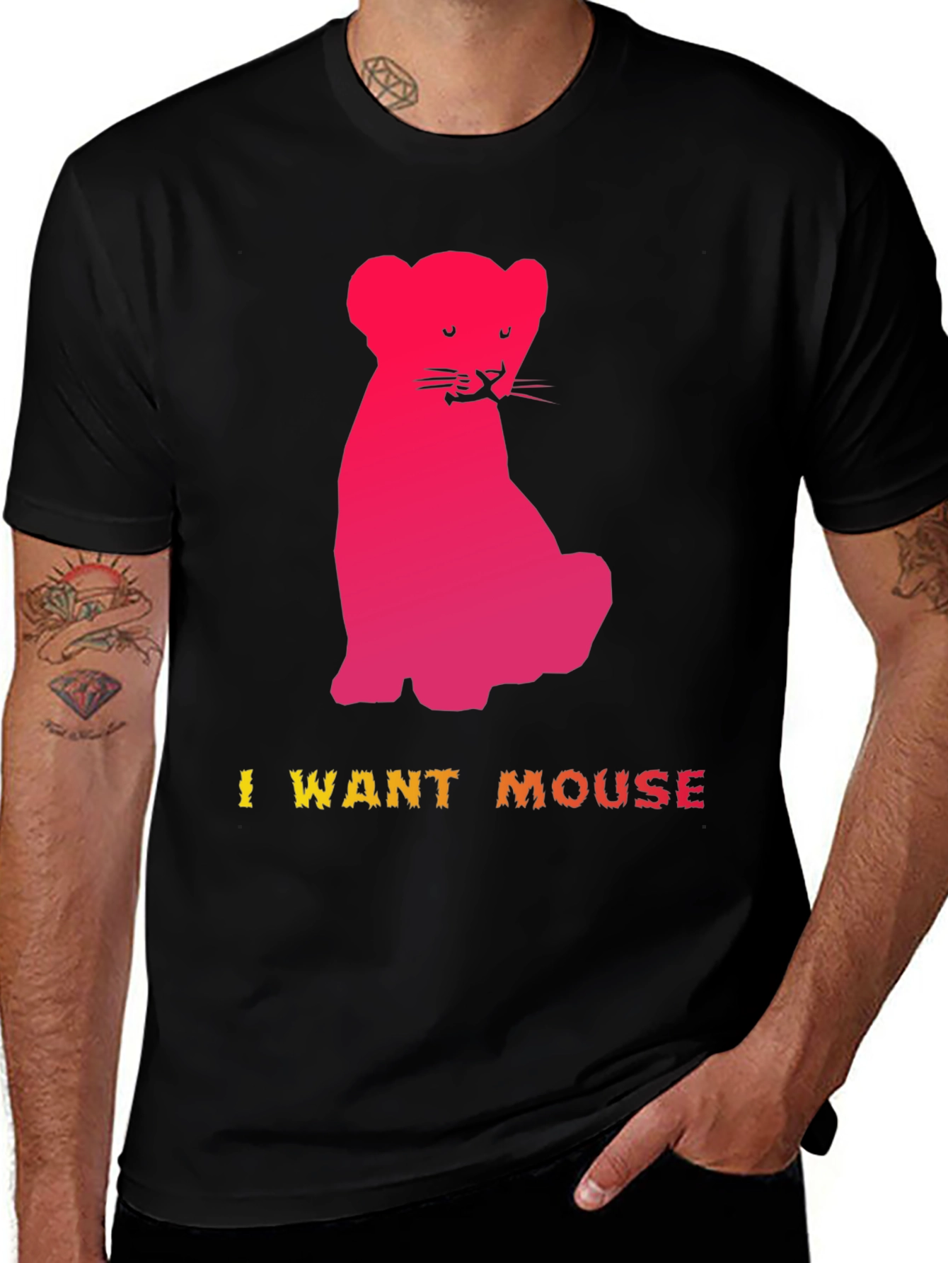 I Want Mouse Graphic Tee - Fun Kitten Design