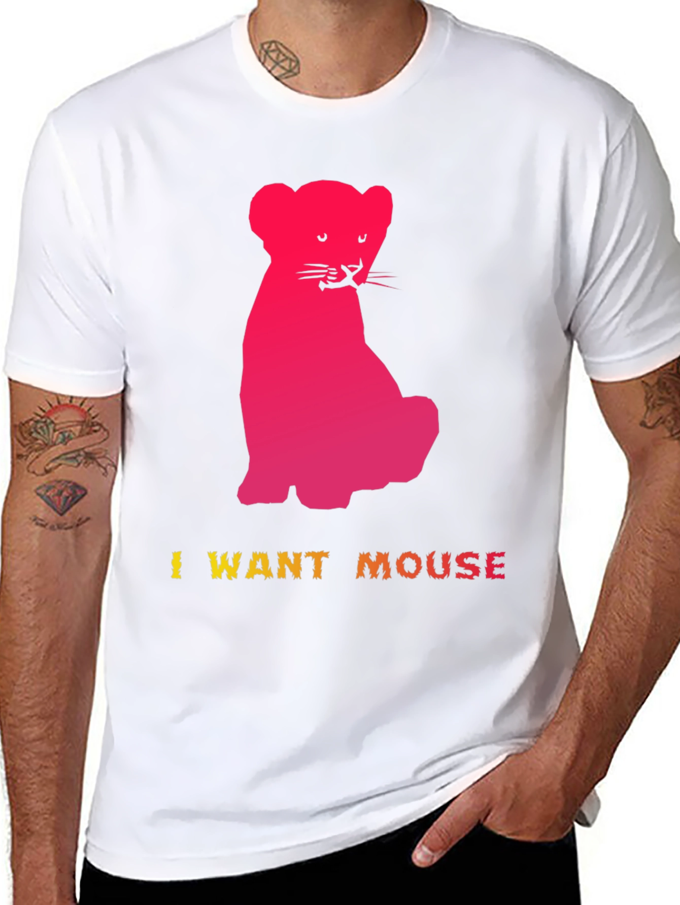 I Want Mouse Graphic Tee - Fun Kitten Design