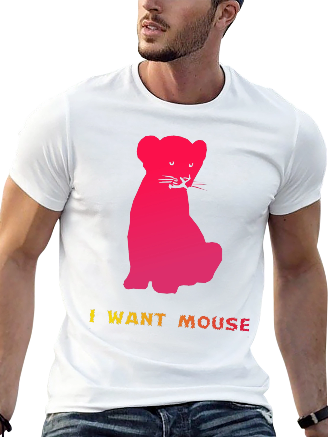 I Want Mouse Graphic Tee - Fun Kitten Design