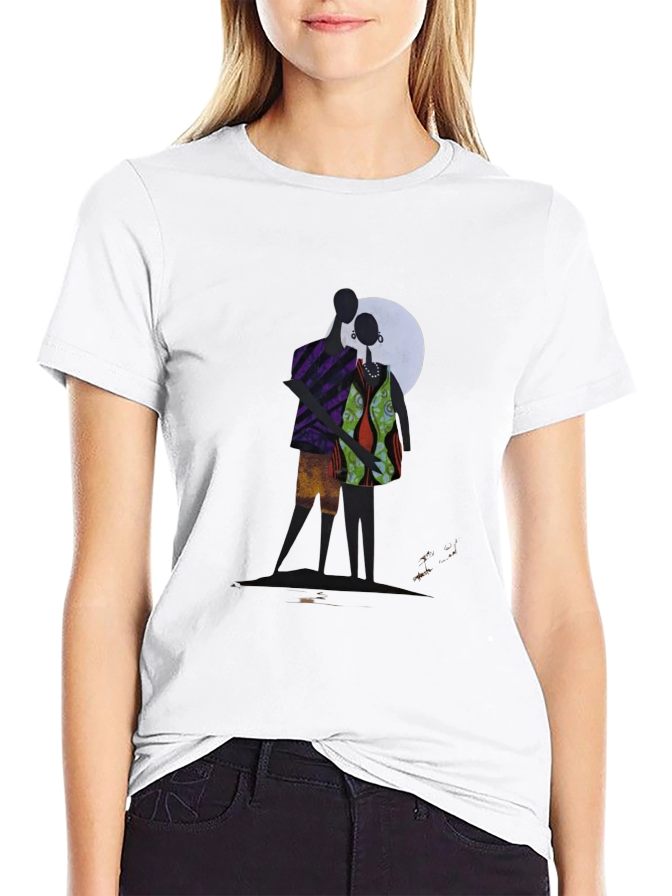 Abstract Couple Graphic Print Tee