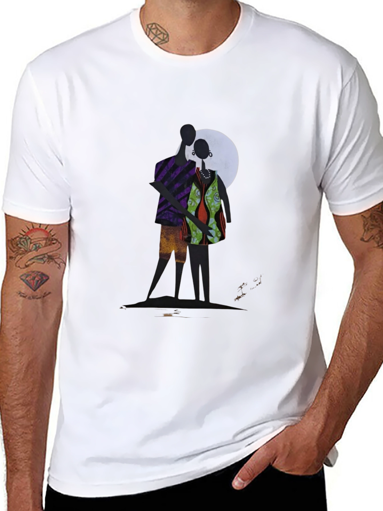 Abstract Couple Graphic Print Tee