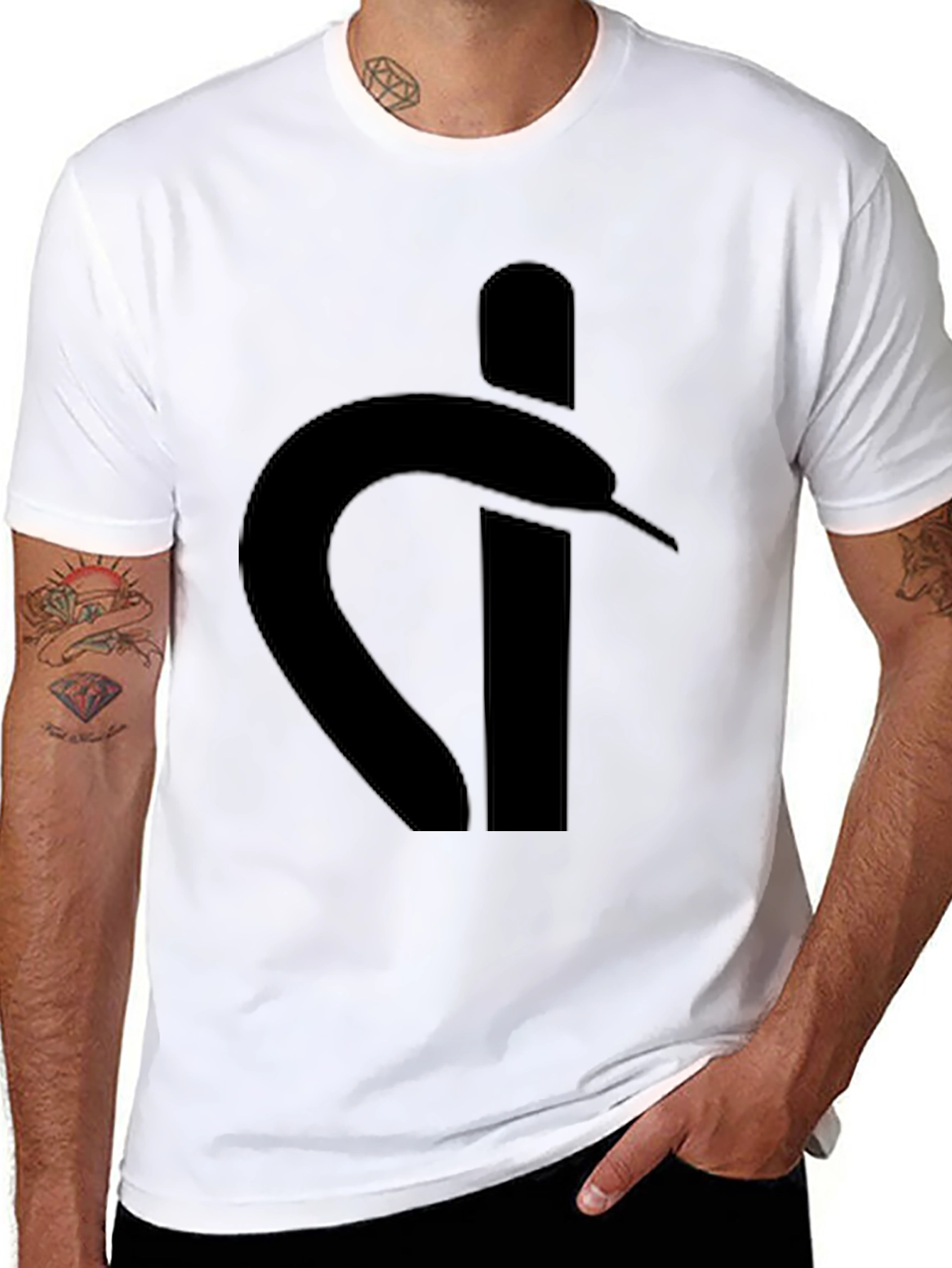Stylish Black Graphic Tee - Snake Logo