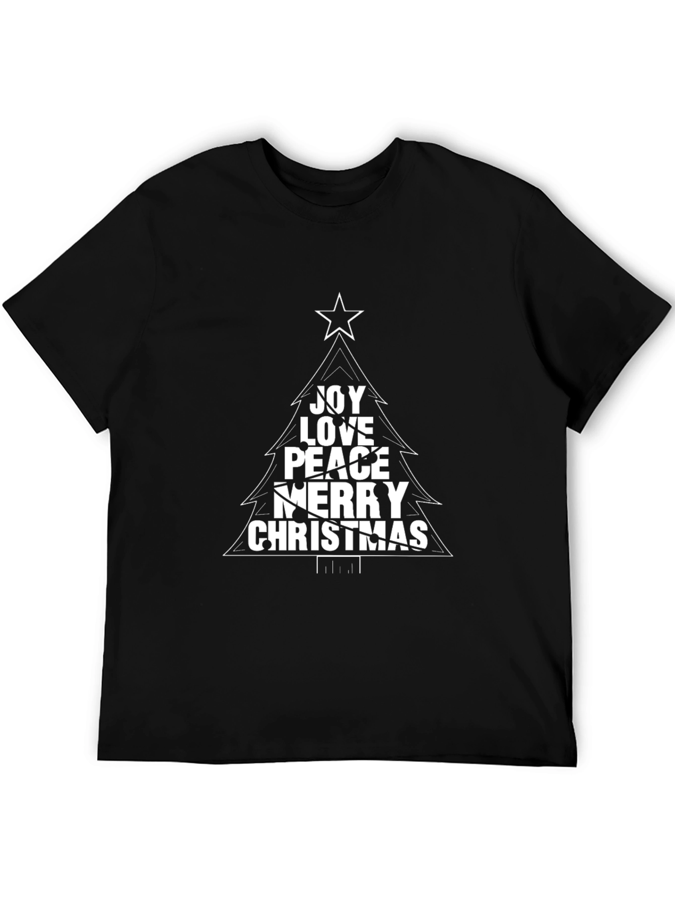 Joy Love Peace Christmas Tree Graphic T-Shirt