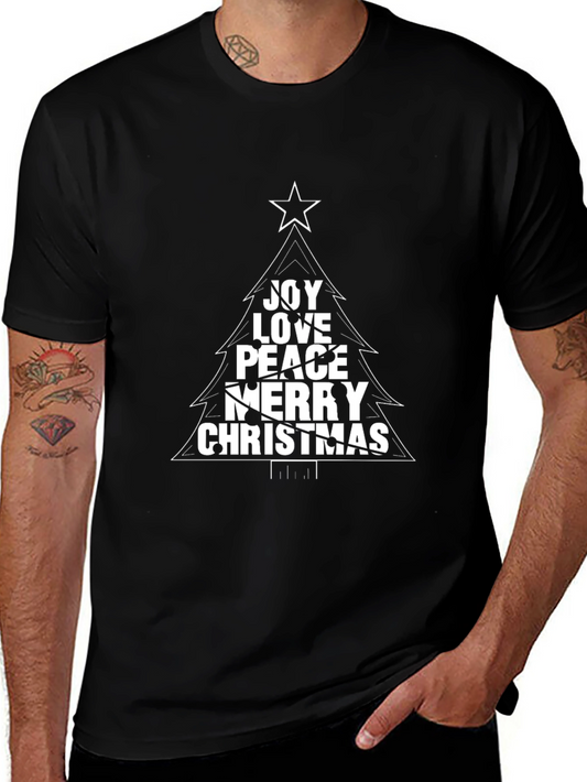 Joy Love Peace Christmas Tree Graphic T-Shirt