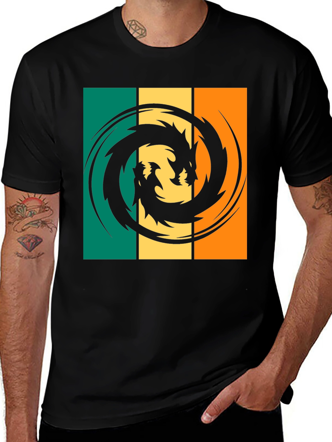 Dragon Swirl Graphic T-Shirt - Retro Style