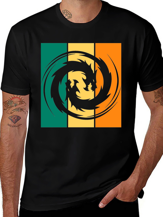 Dragon Swirl Graphic T-Shirt - Retro Style