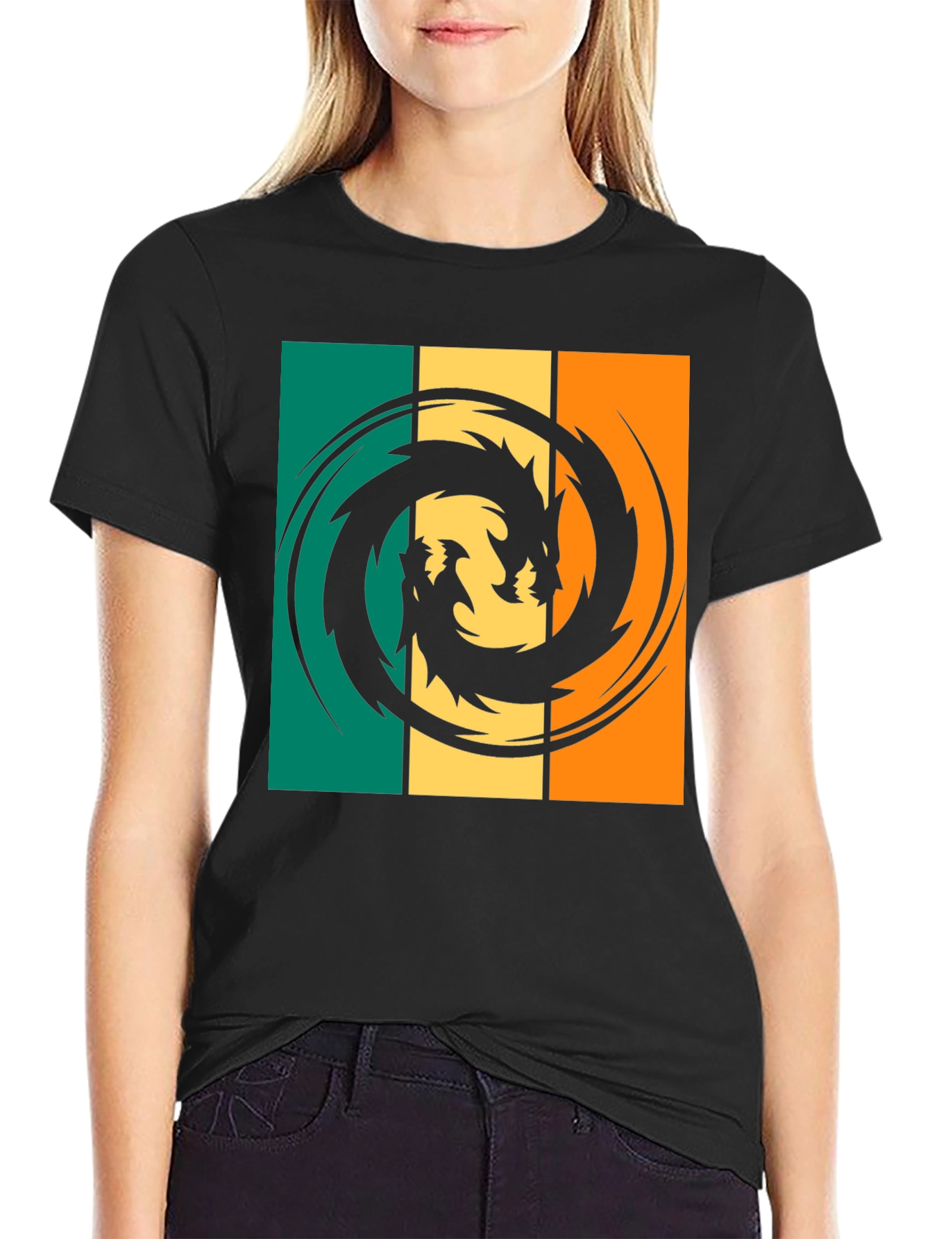Dragon Swirl Graphic T-Shirt - Retro Style