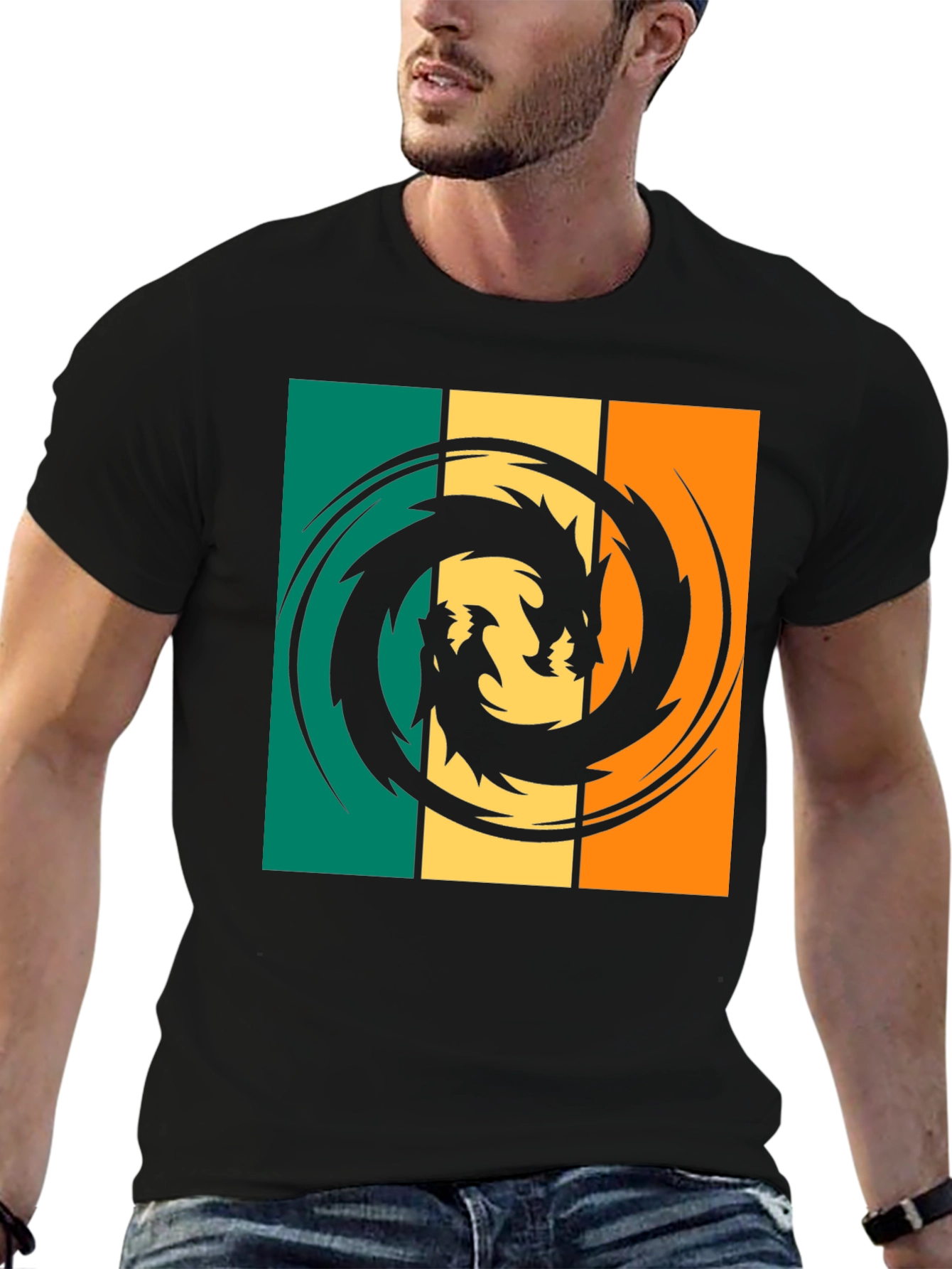 Dragon Swirl Graphic T-Shirt - Retro Style
