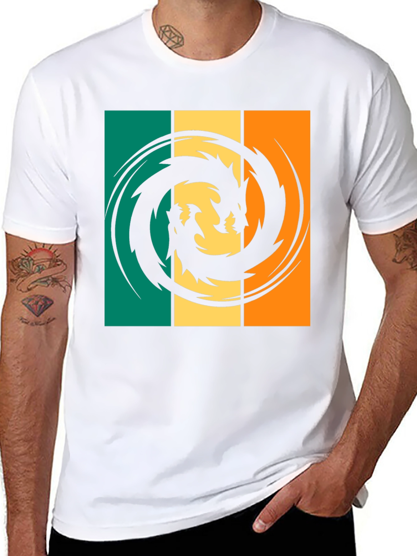Dragon Swirl Graphic T-Shirt - Retro Style