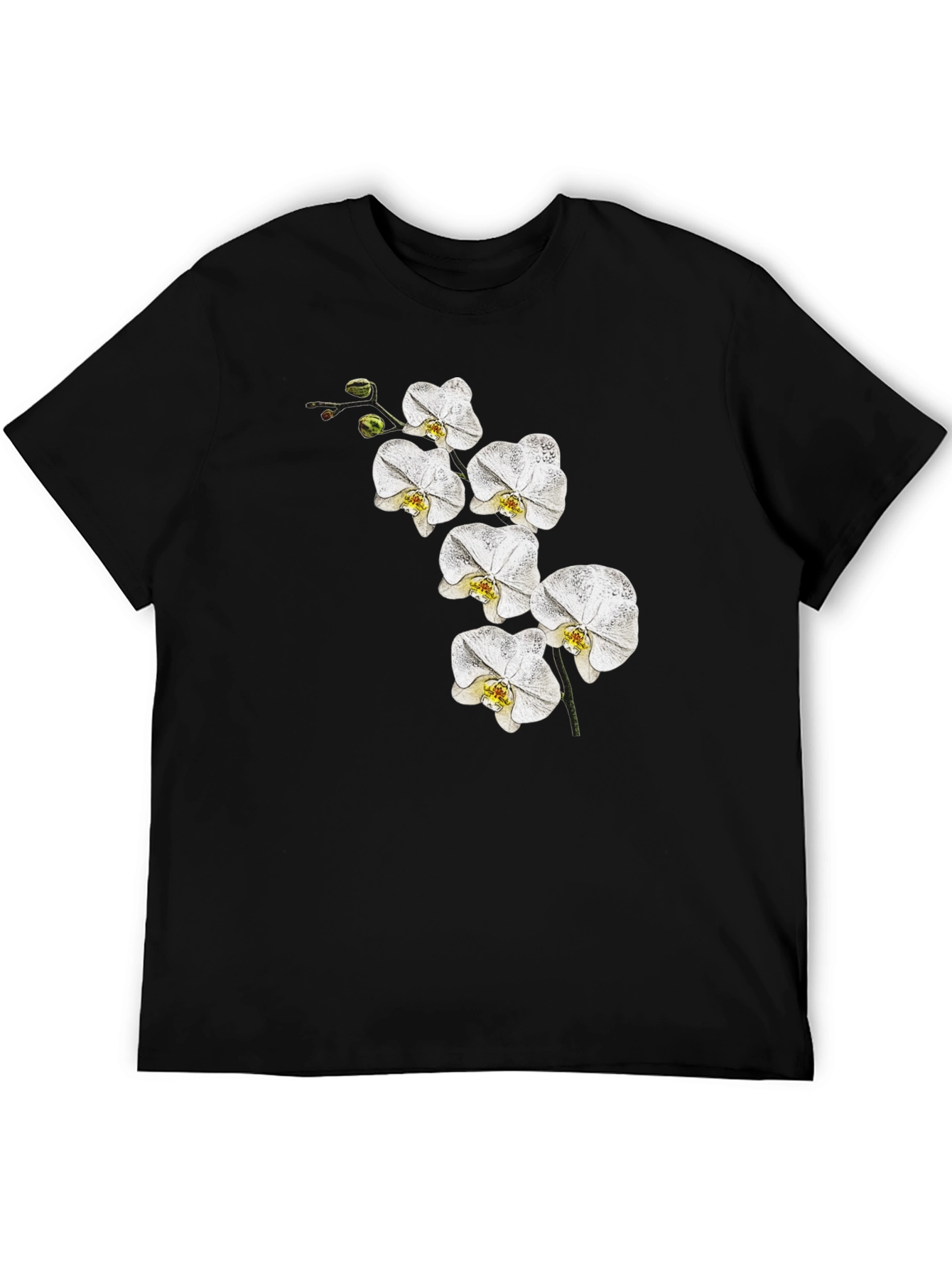 Orchid Flower Graphic T-Shirt - Classic Black