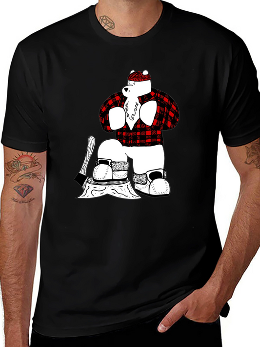Lumberjack Bear Graphic T-Shirt