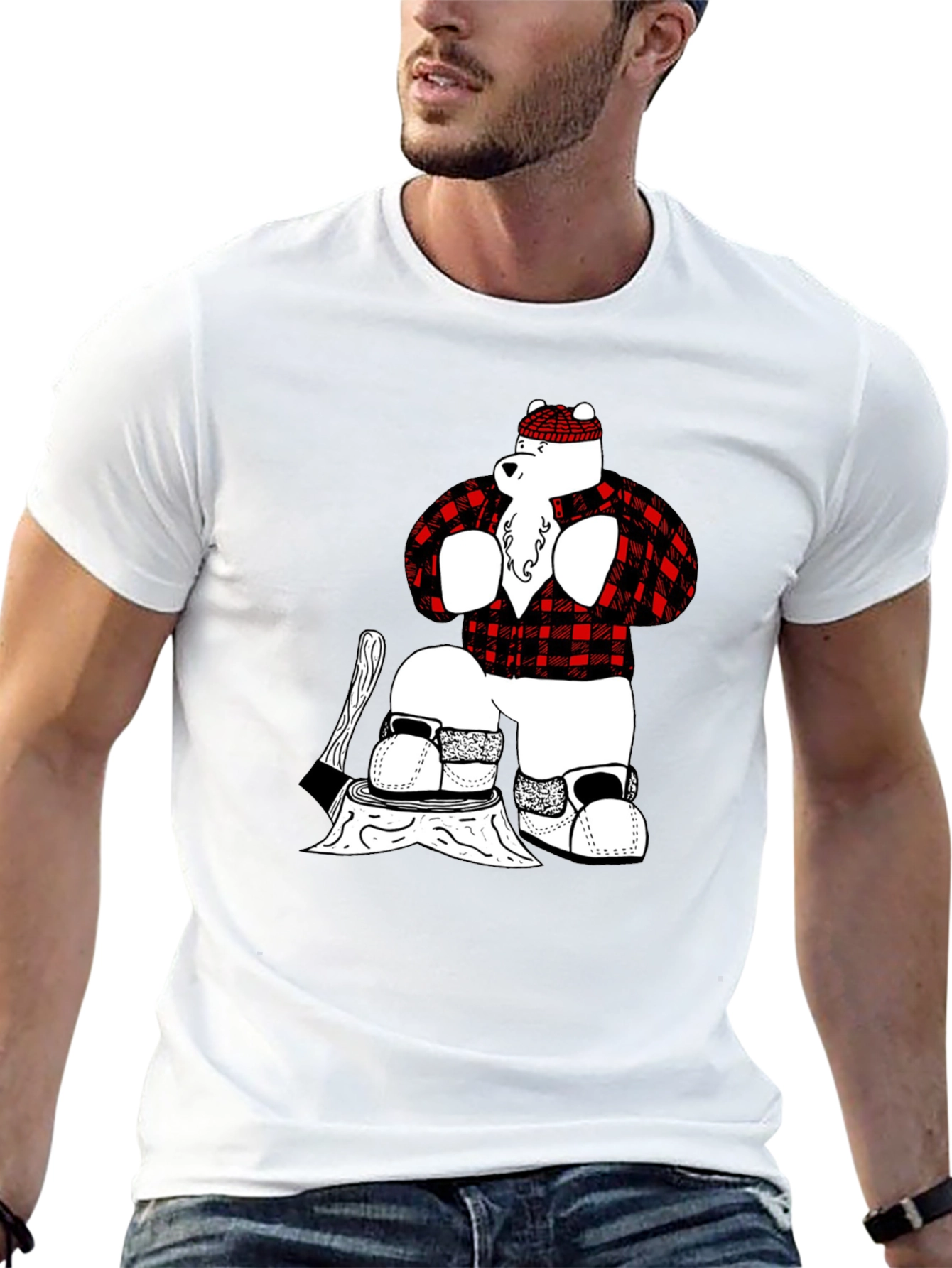 Lumberjack Bear Graphic T-Shirt