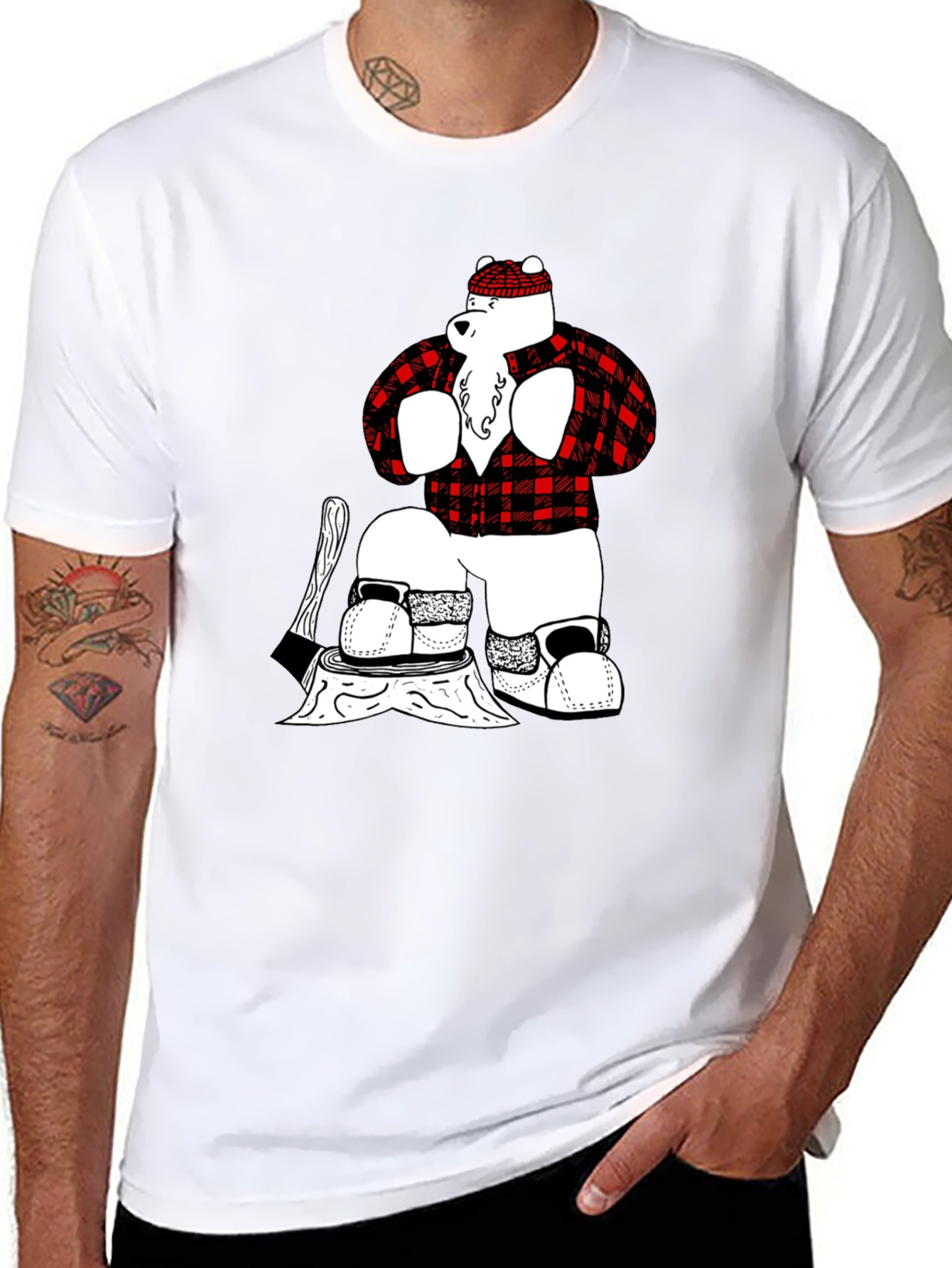 Lumberjack Bear Graphic T-Shirt