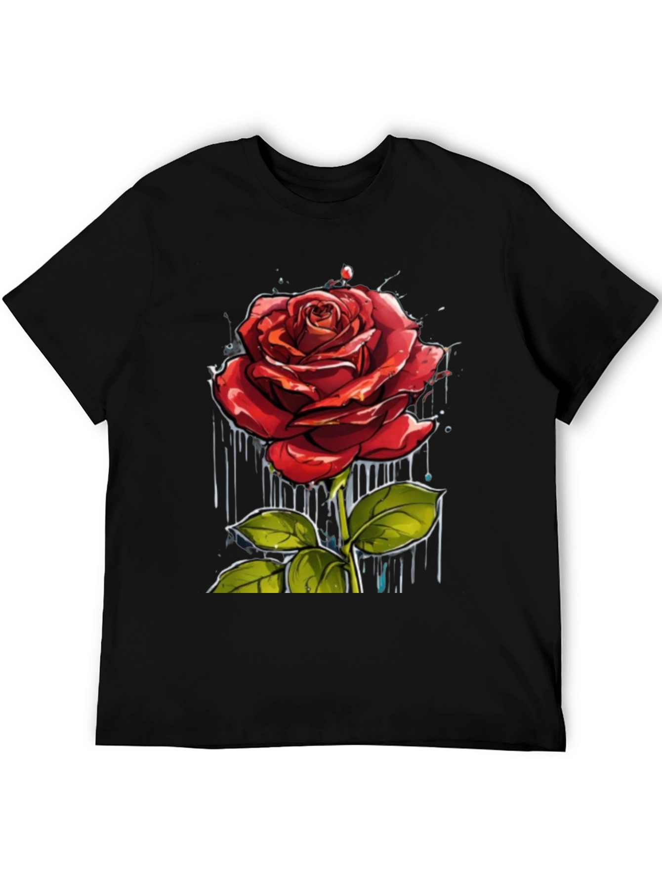 Rose Graphic Print Crew Neck T-Shirt