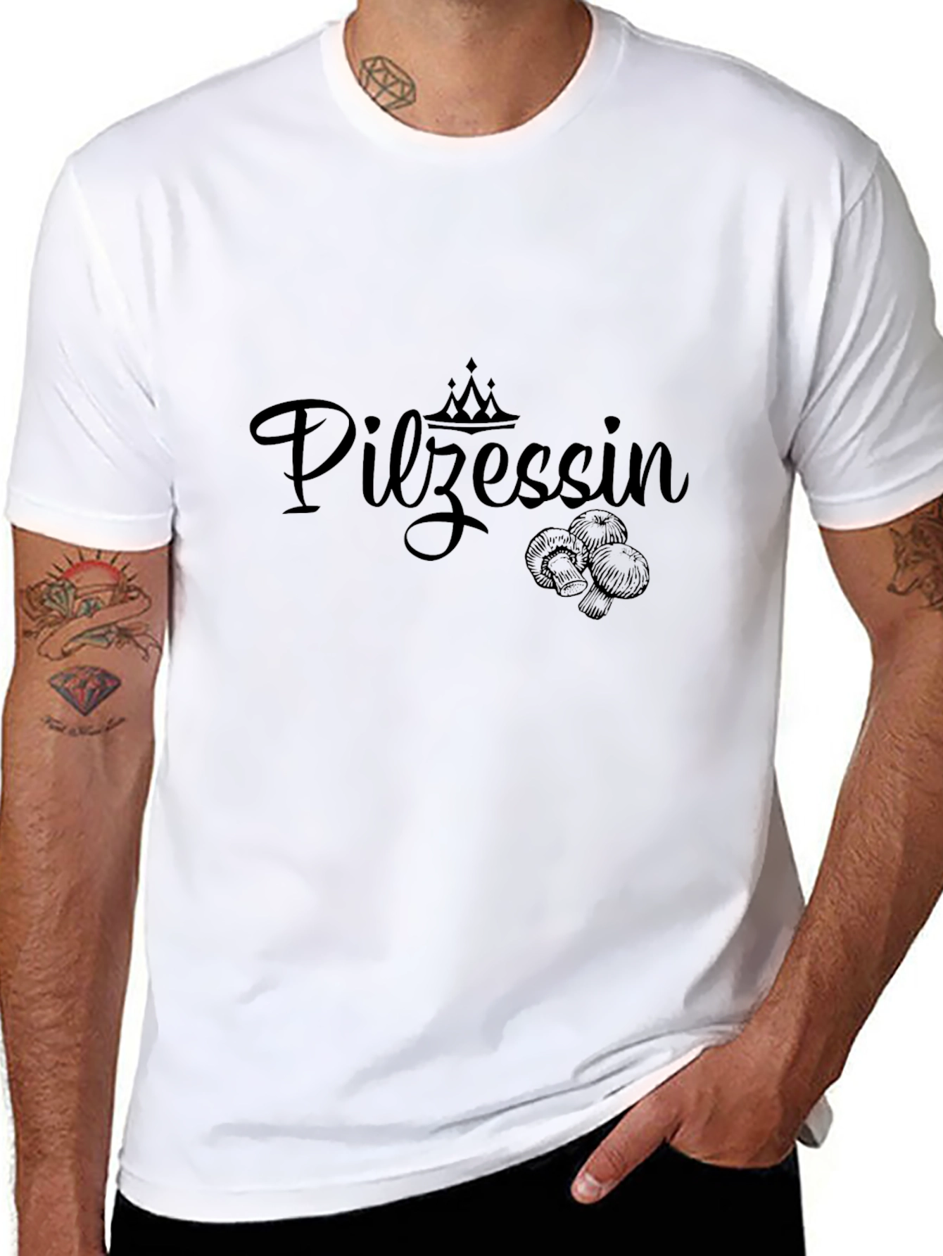 Pilzessin Crowned Mushroom Black T-Shirt