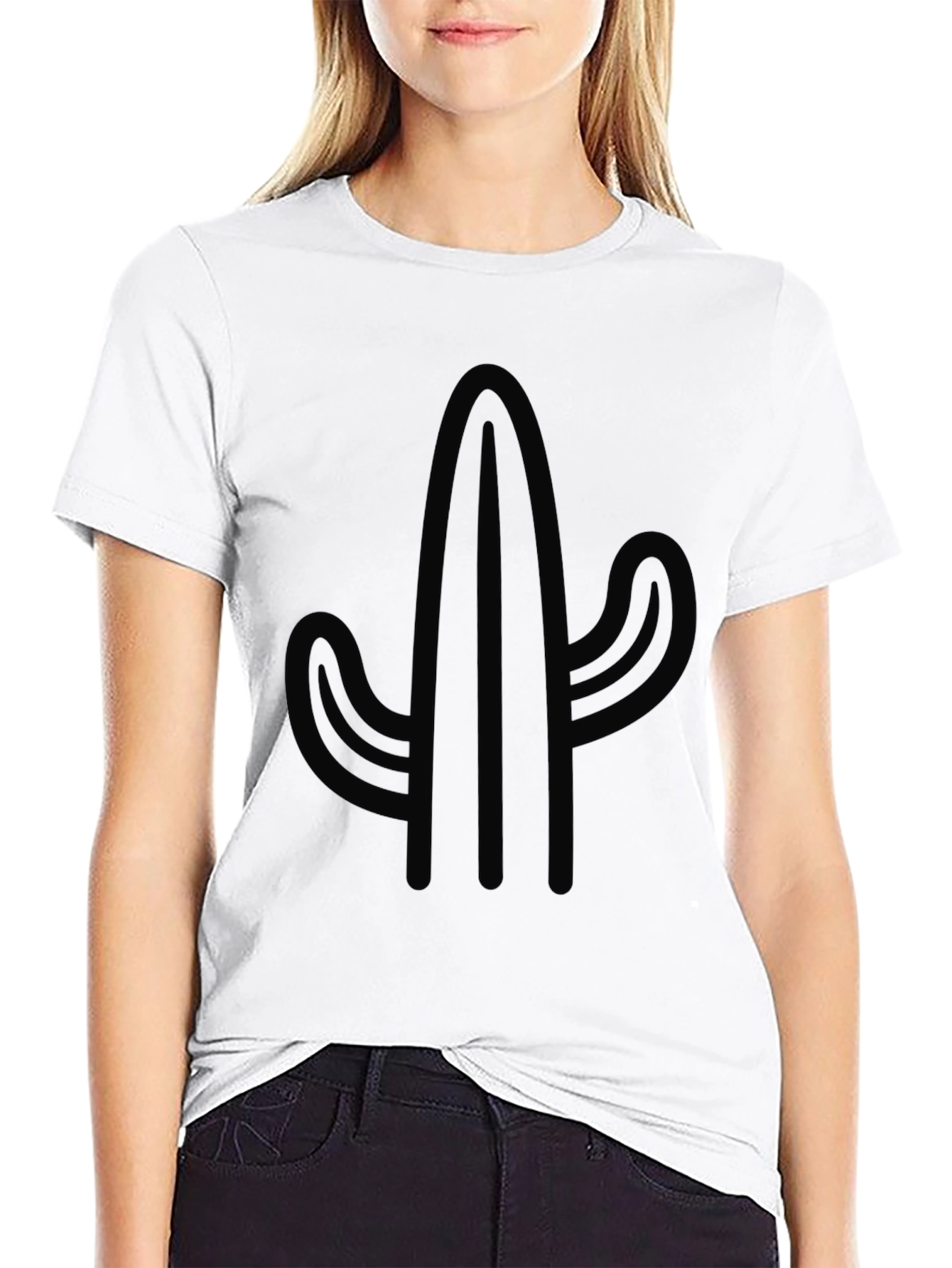 Black Cactus Graphic Tee - Modern Desert Style