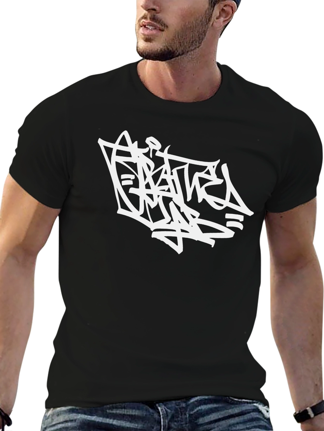 Abstract Graffiti Style Black T-Shirt