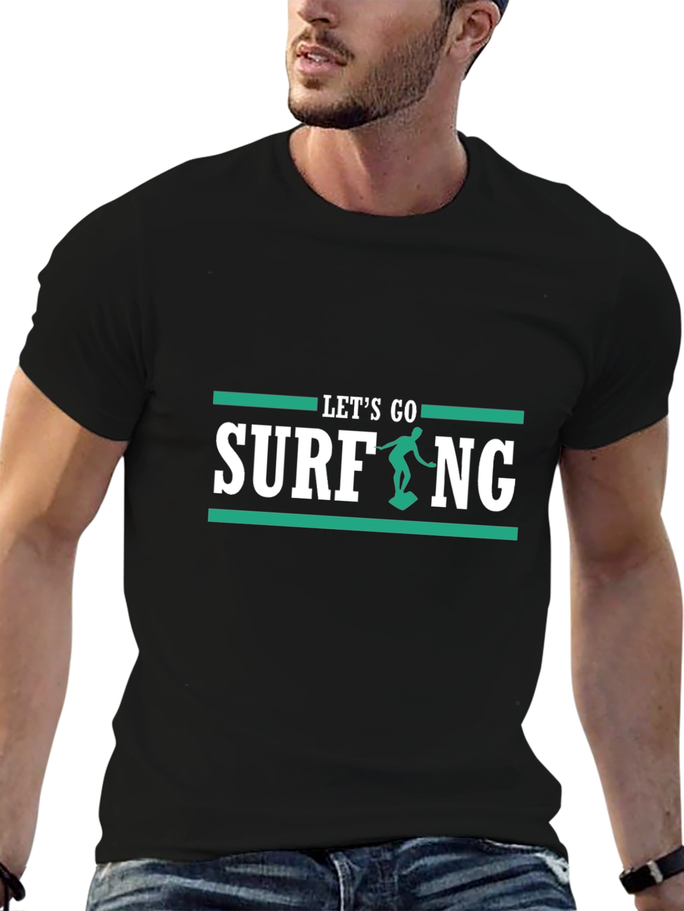 Lets Go Surfing Black T-Shirt