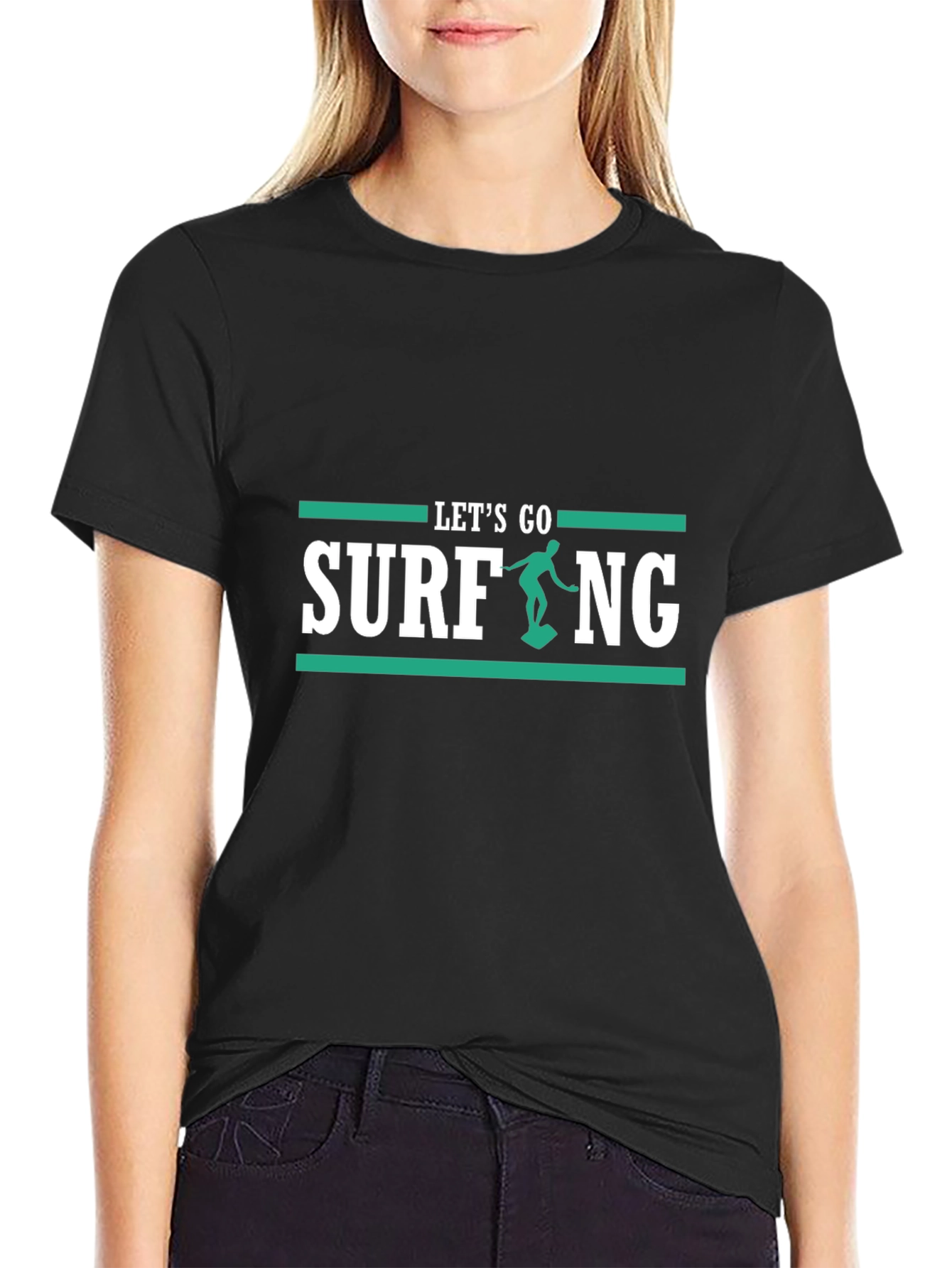 Lets Go Surfing Black T-Shirt