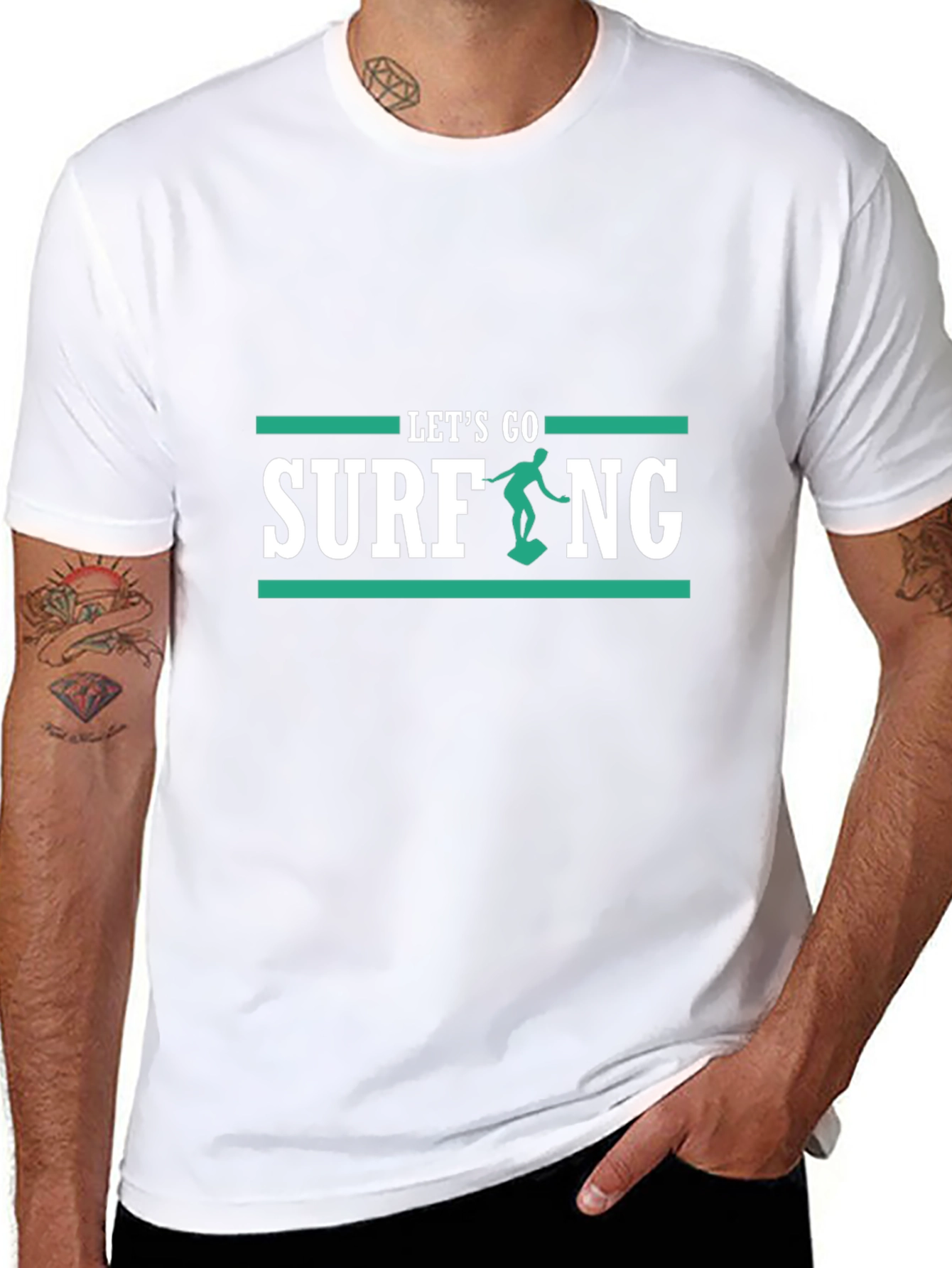 Lets Go Surfing Black T-Shirt