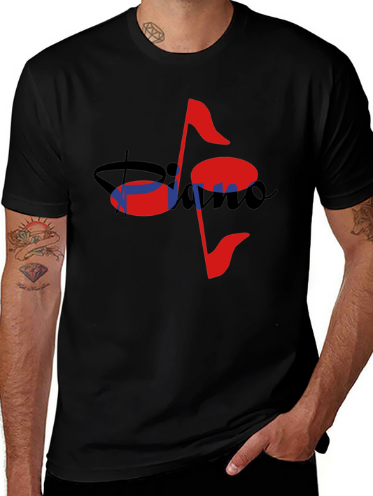 Musical Piano Note Black T-Shirt