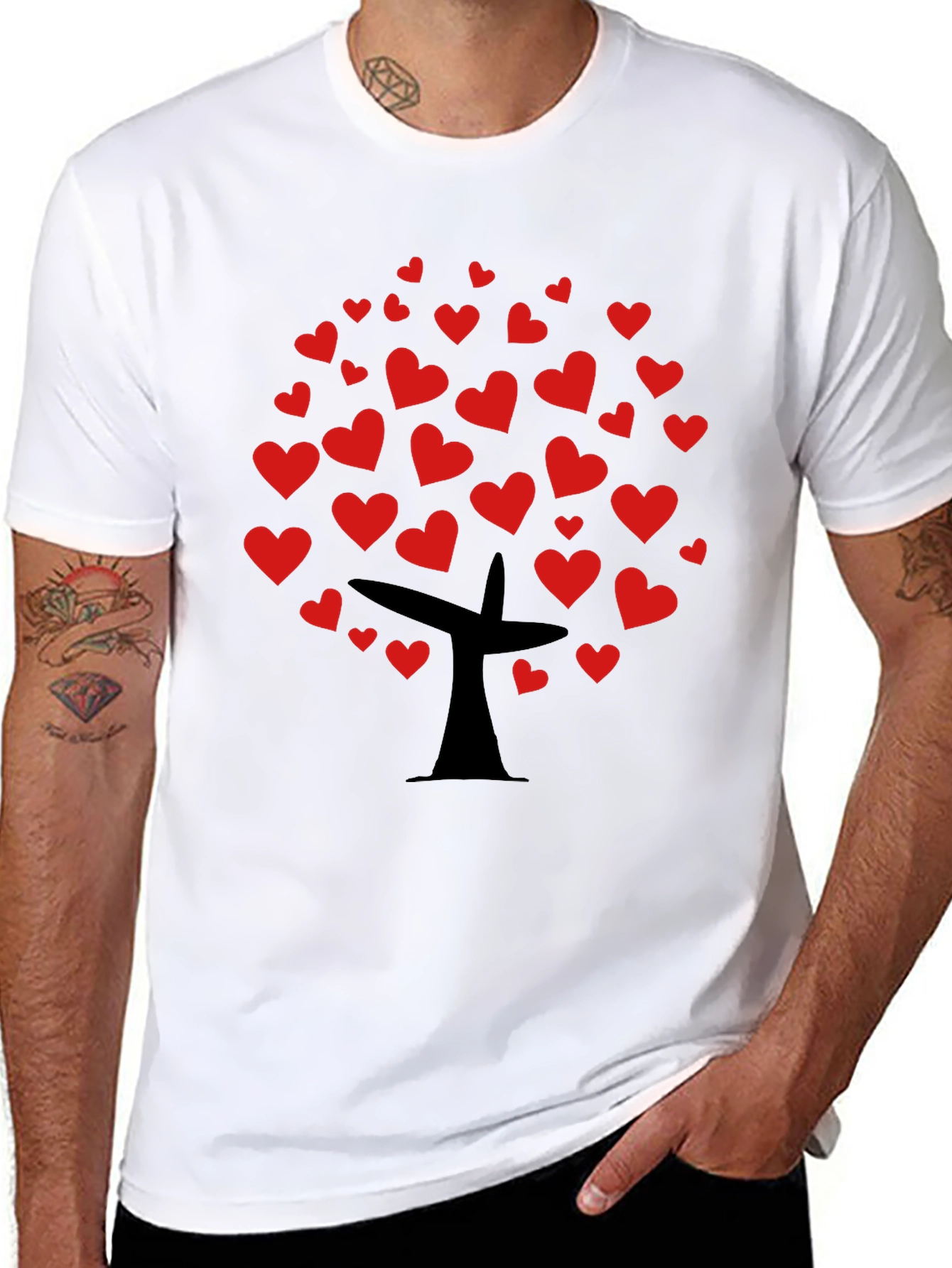 Heart Tree Graphic Tee - Black Casual Top