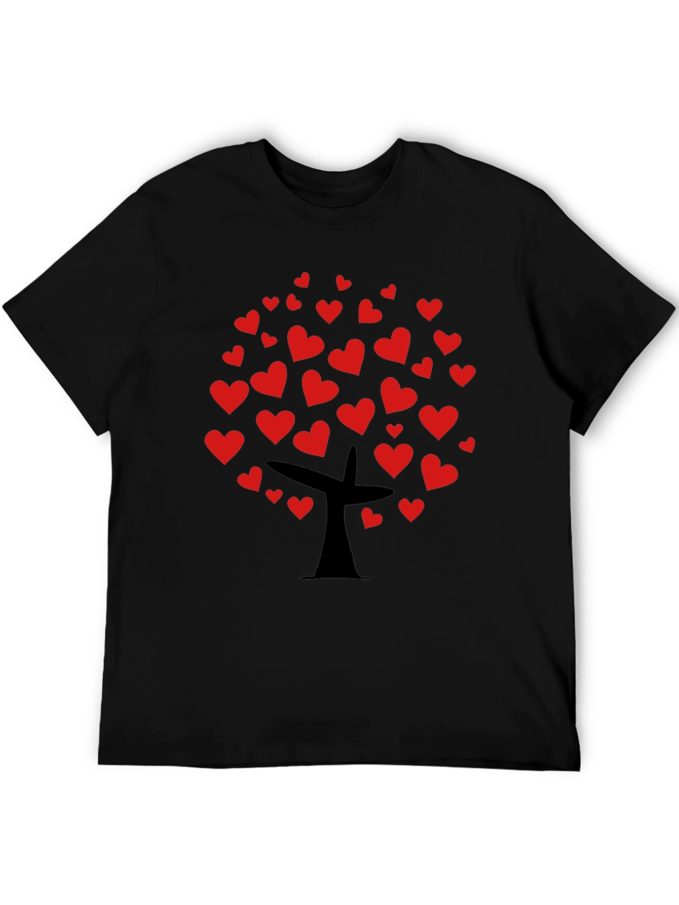 Heart Tree Graphic Tee - Black Casual Top