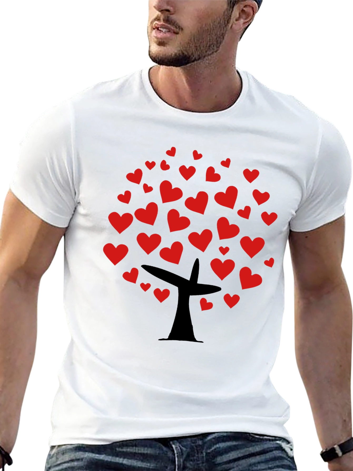 Heart Tree Graphic Tee - Black Casual Top