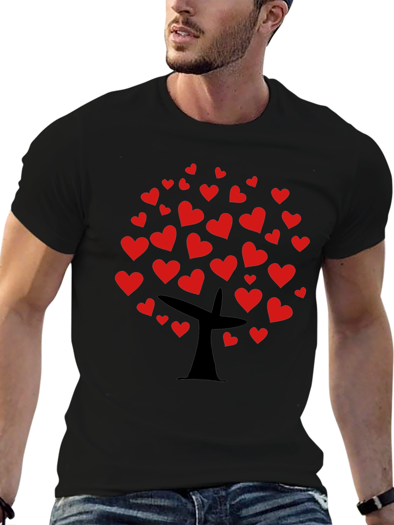 Heart Tree Graphic Tee - Black Casual Top