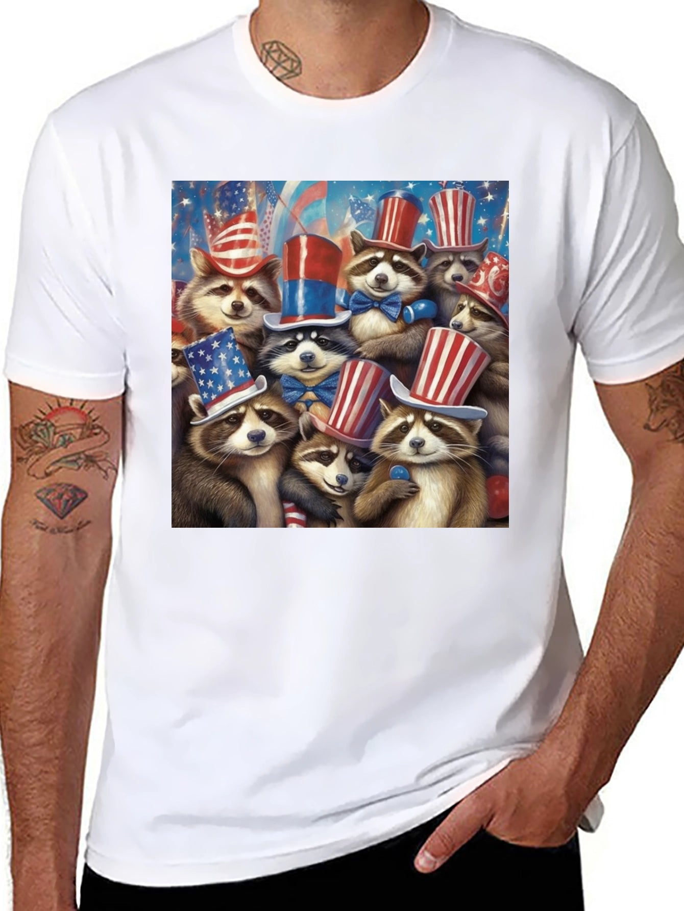 Patriotic Raccoons T-Shirt 4th July Celebration