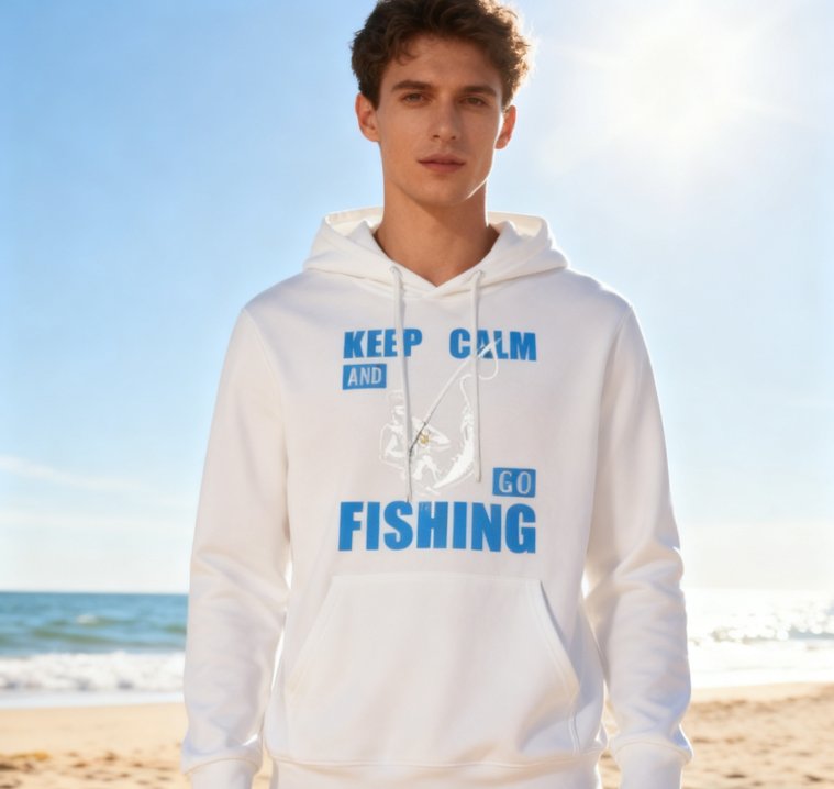 Minimalist 'GO FISHING' Print Hoodie