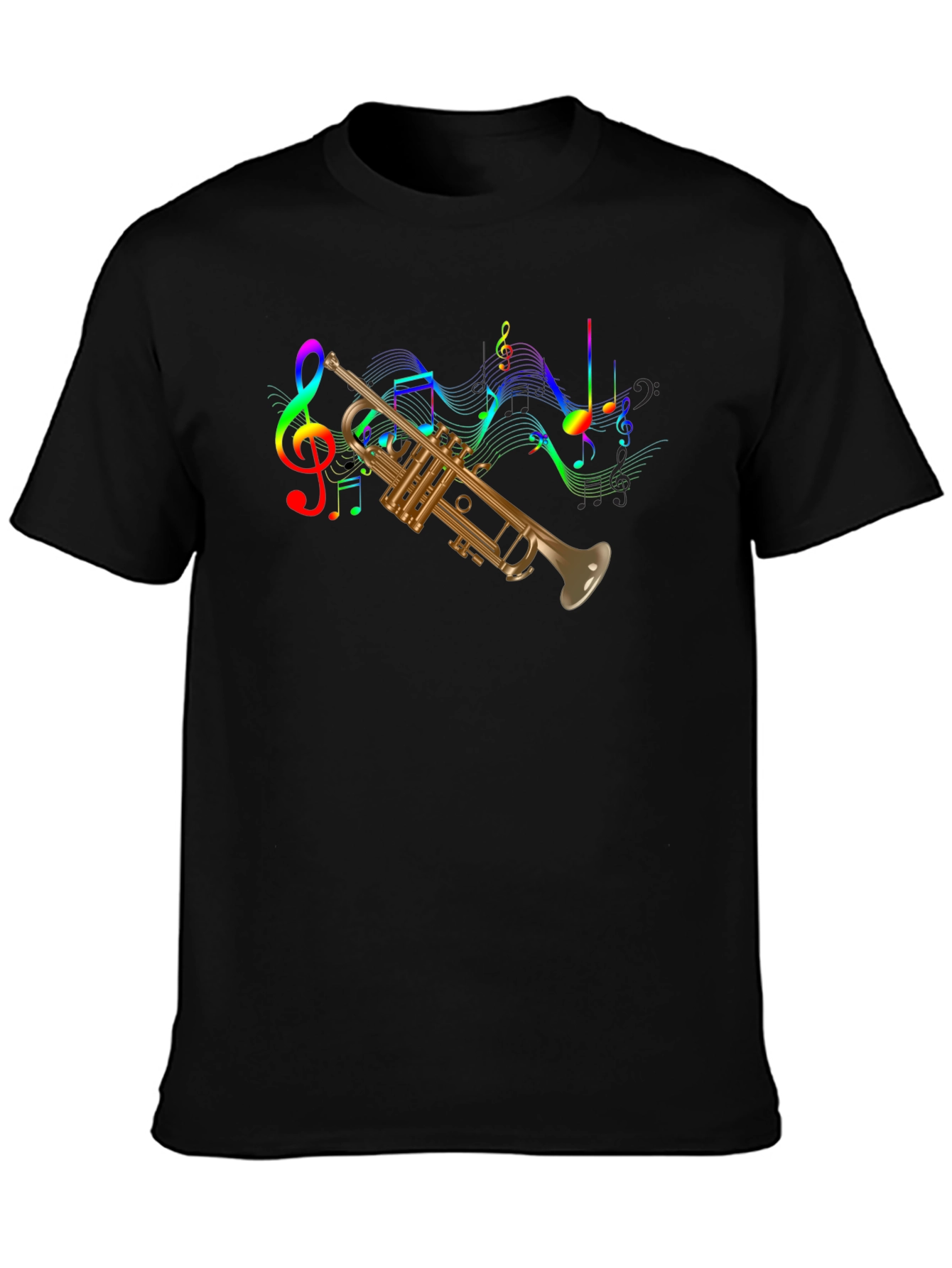 Trumpet & Music Notes Graphic T-Shirt