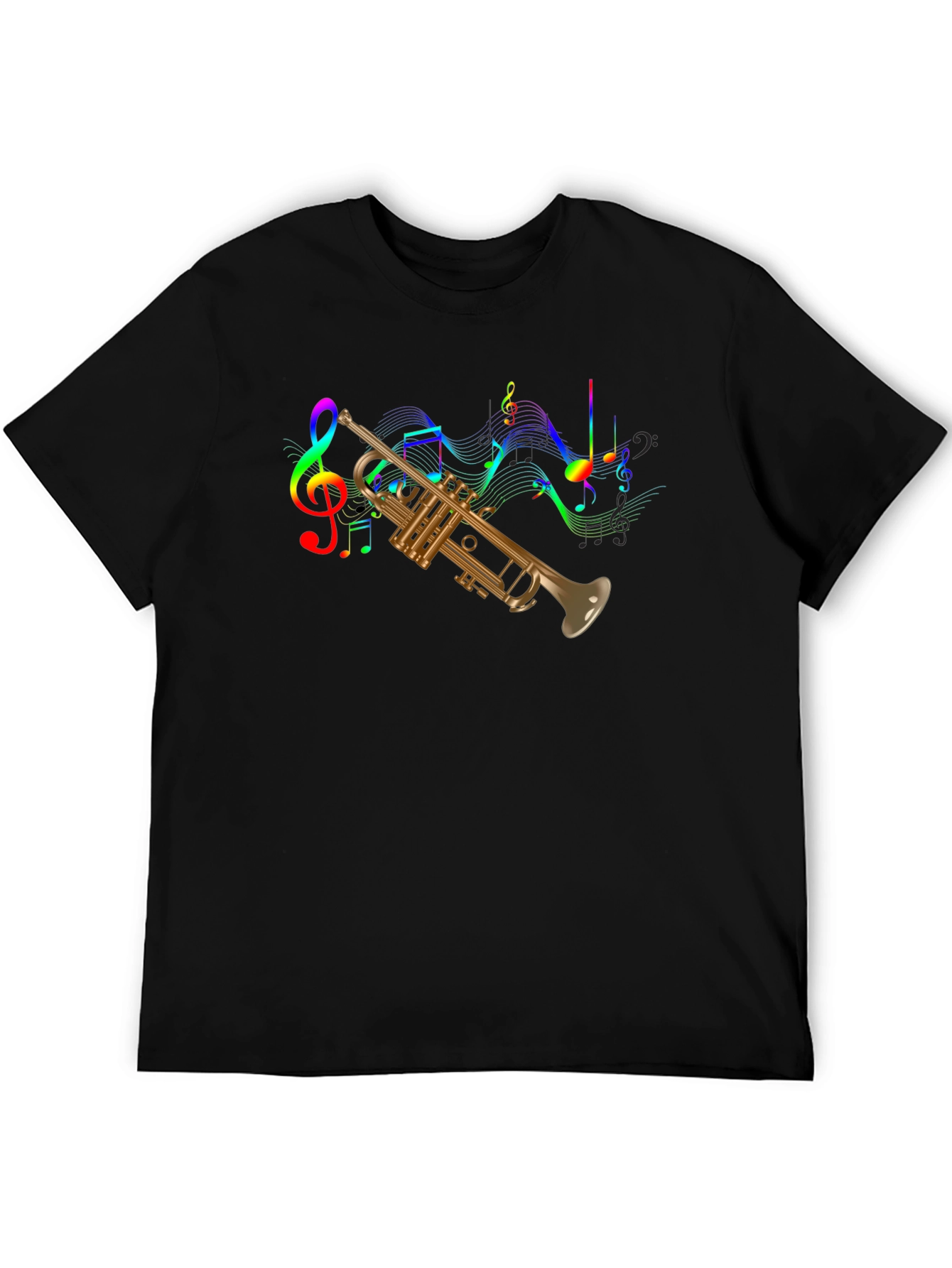 Trumpet & Music Notes Graphic T-Shirt
